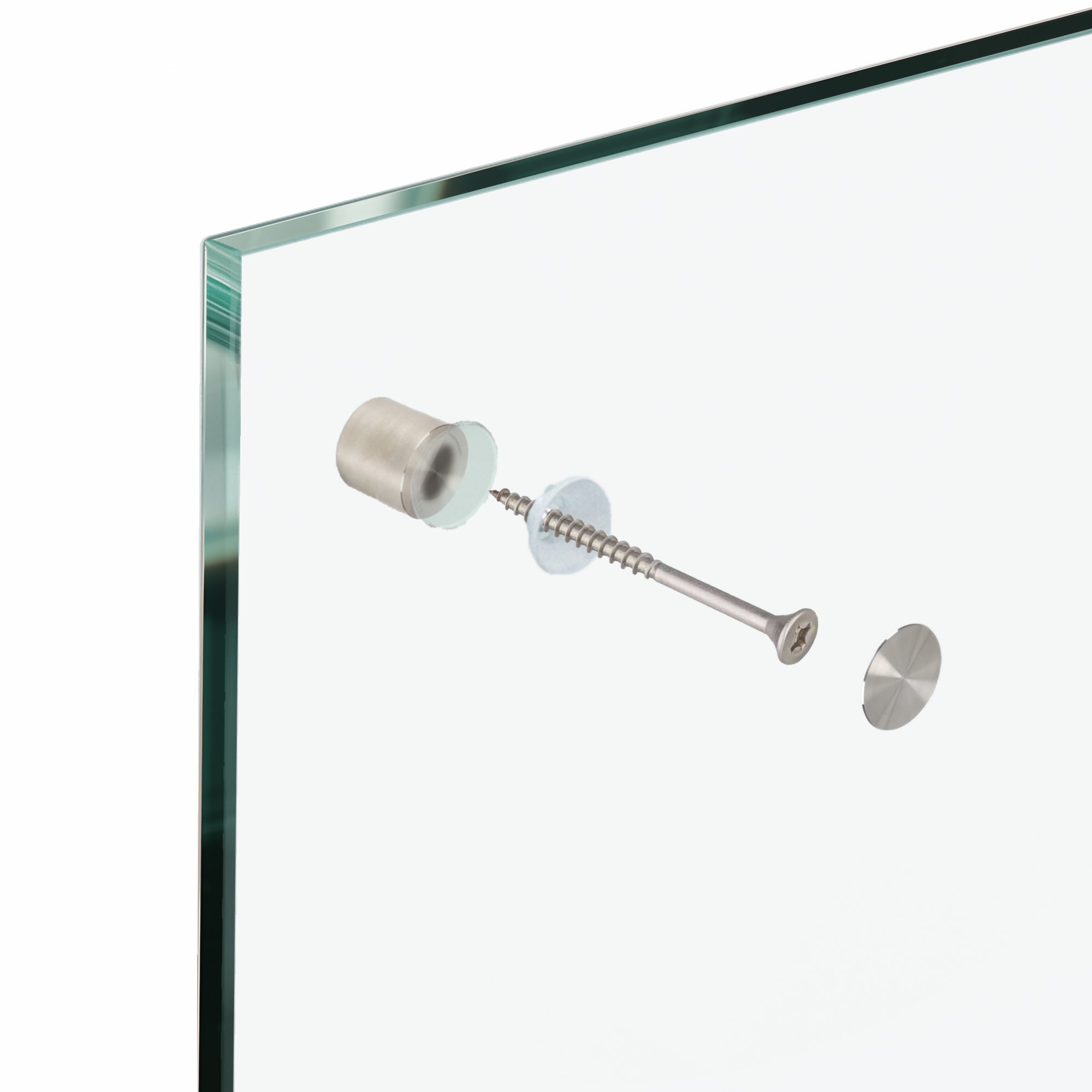 Edelstahl Befestigung Set Glas Küchenrückwand Fliesenspiegel Glasplatte 0 - 30mm - 