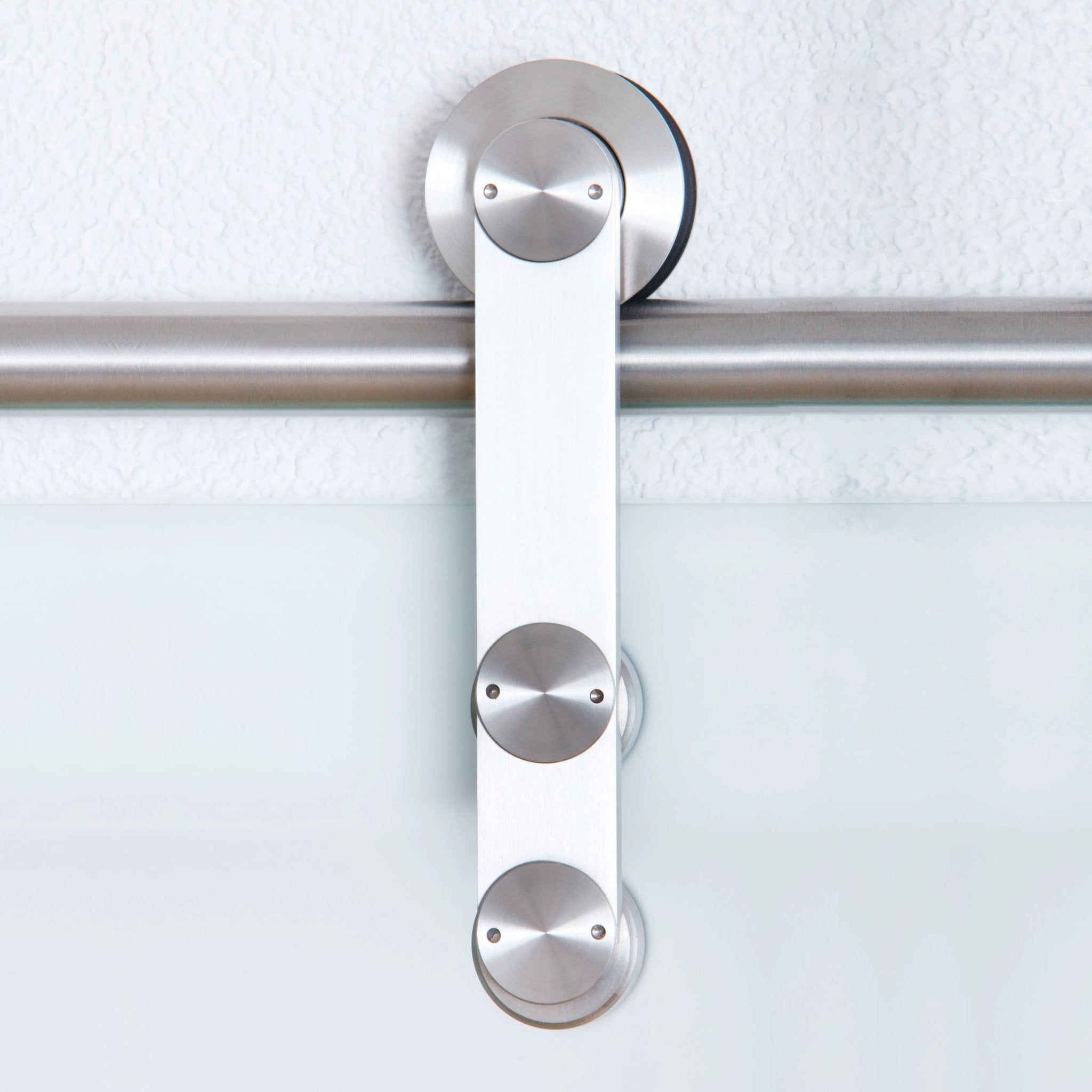 Glasschiebetür aus 8mm ESG Glas, Glastür Schiebetür mit Edelstahl Schiebetürsystem und 15mm Wandabstand - 