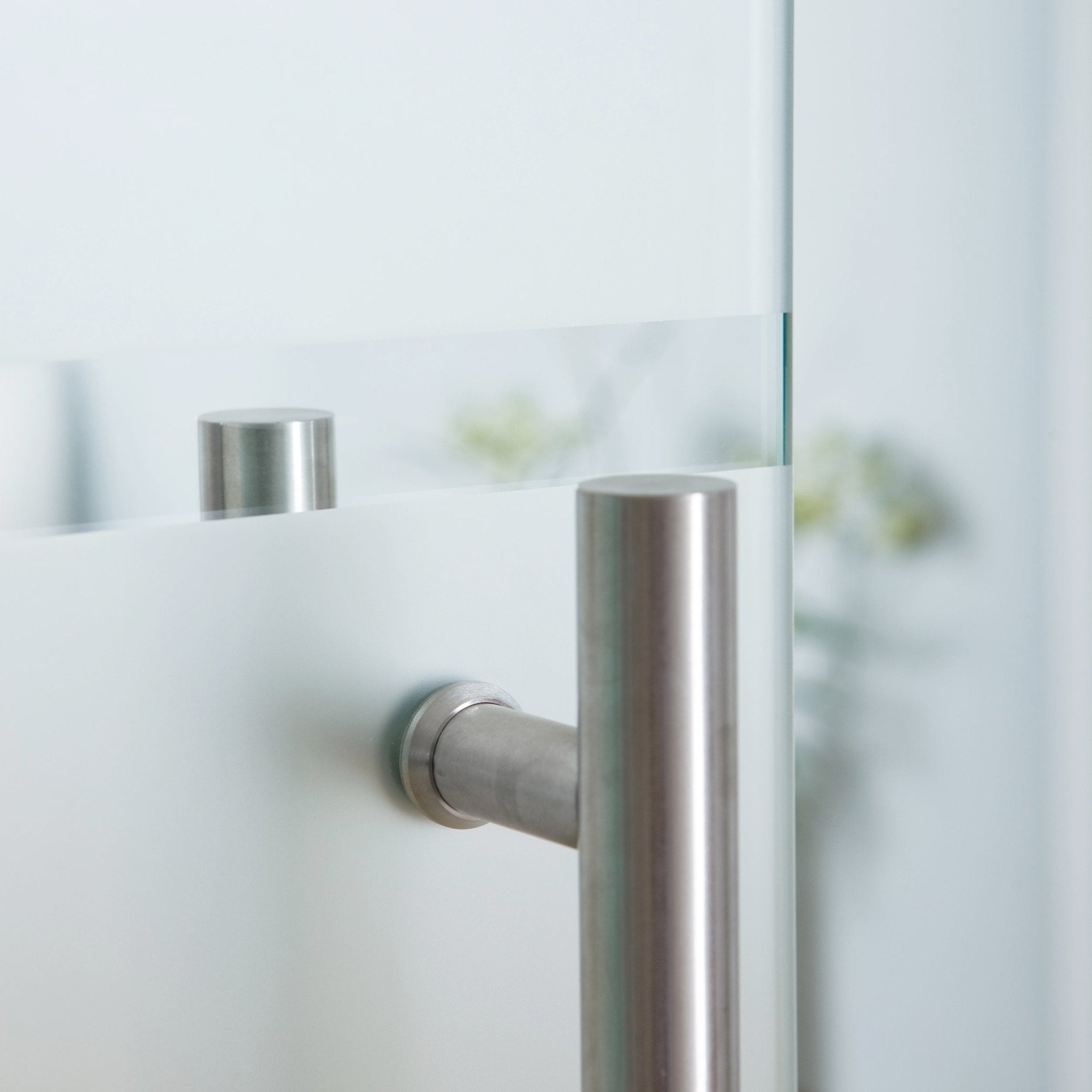 Glasschiebetür aus 8mm ESG Glas, Glastür Schiebetür mit Edelstahl Schiebetürsystem und 15mm Wandabstand - 