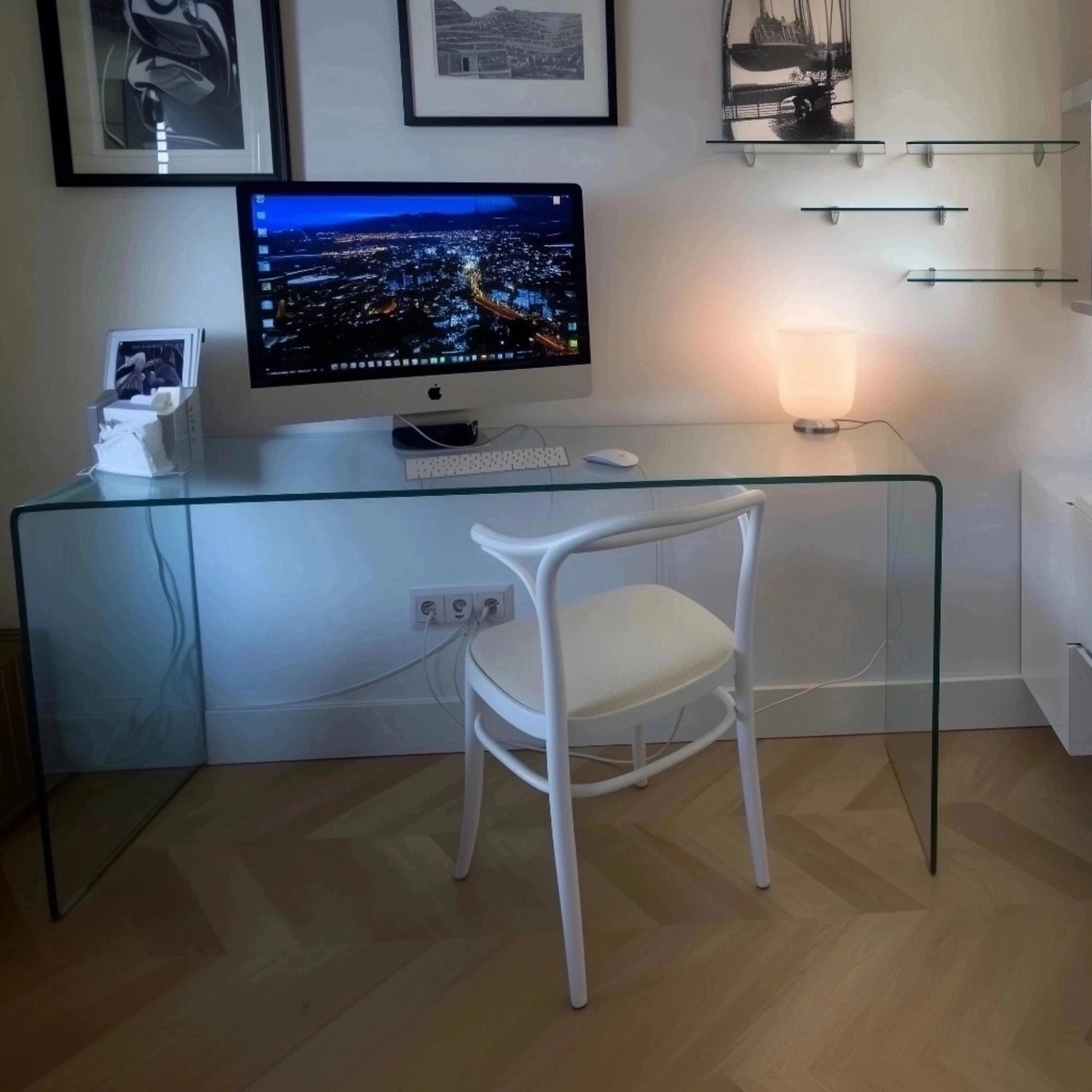 Glas - Schreibtisch - SchreibtischWeiß - 140x70x73cm140