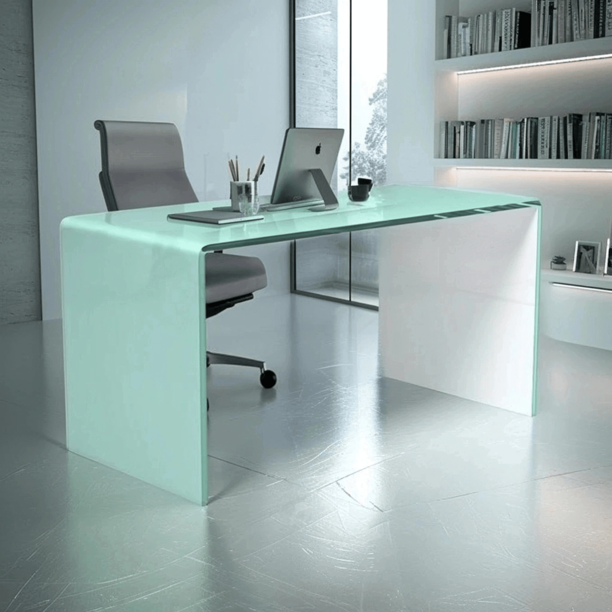 Glas - Schreibtisch - SchreibtischWeiß - 140x70x73cm140
