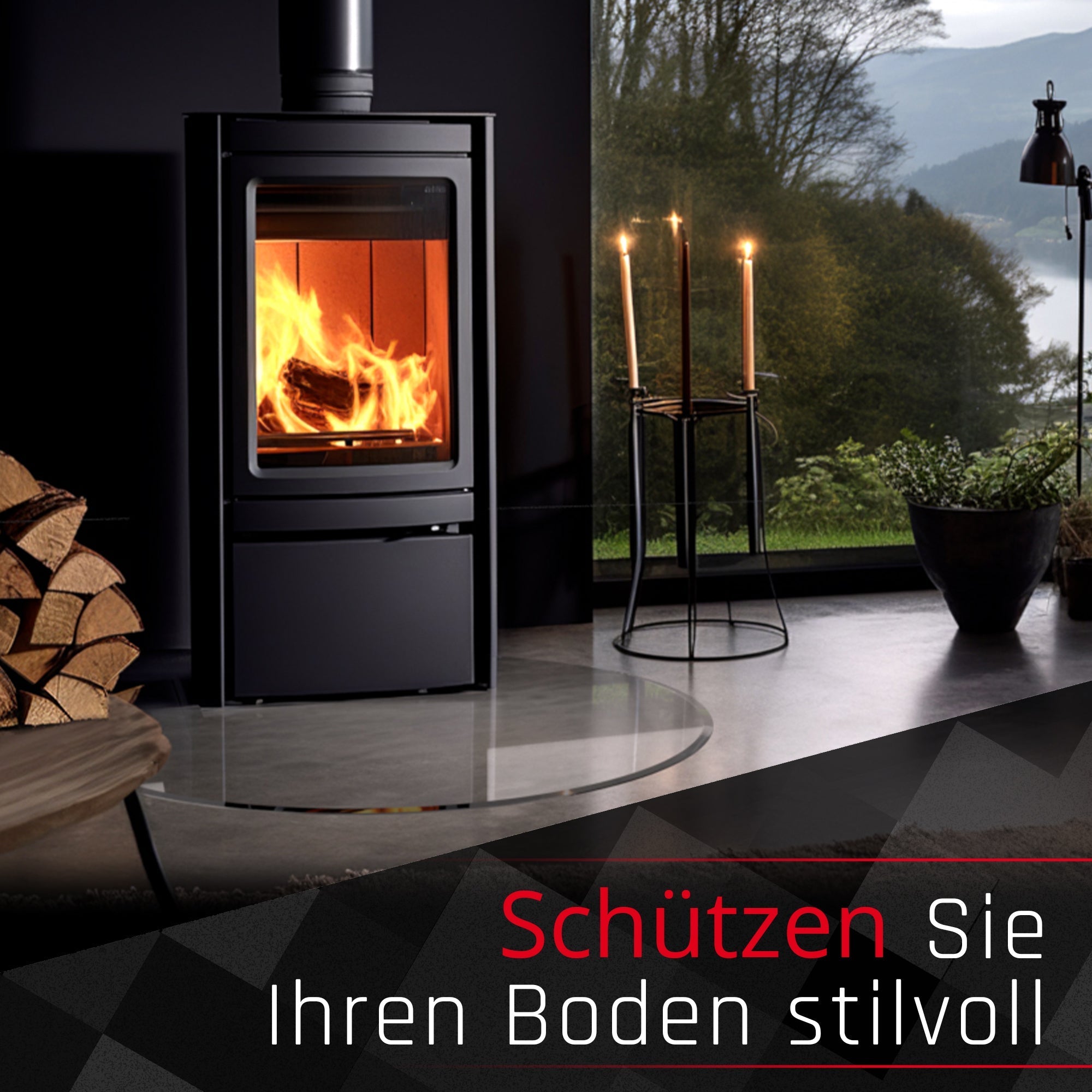 Glasbodenplatte für Kaminofen - Kreis - Kaminglas