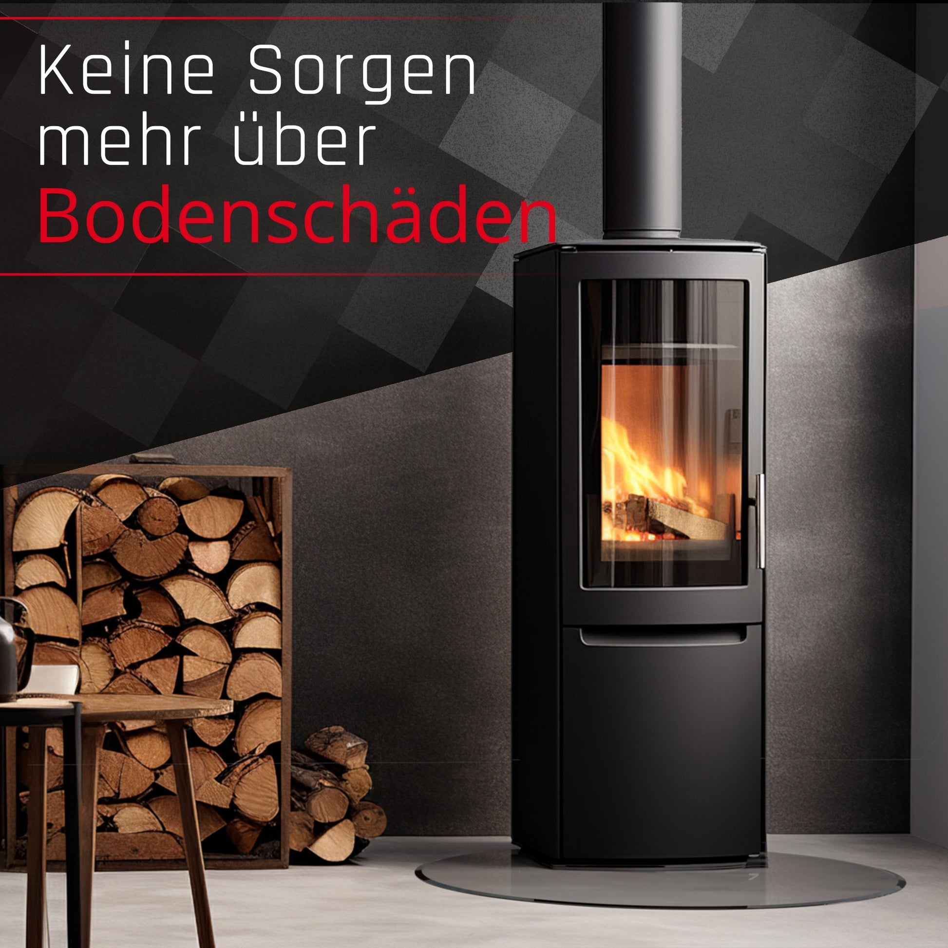 Glasbodenplatte für Kaminofen - Kreis - Kaminglas