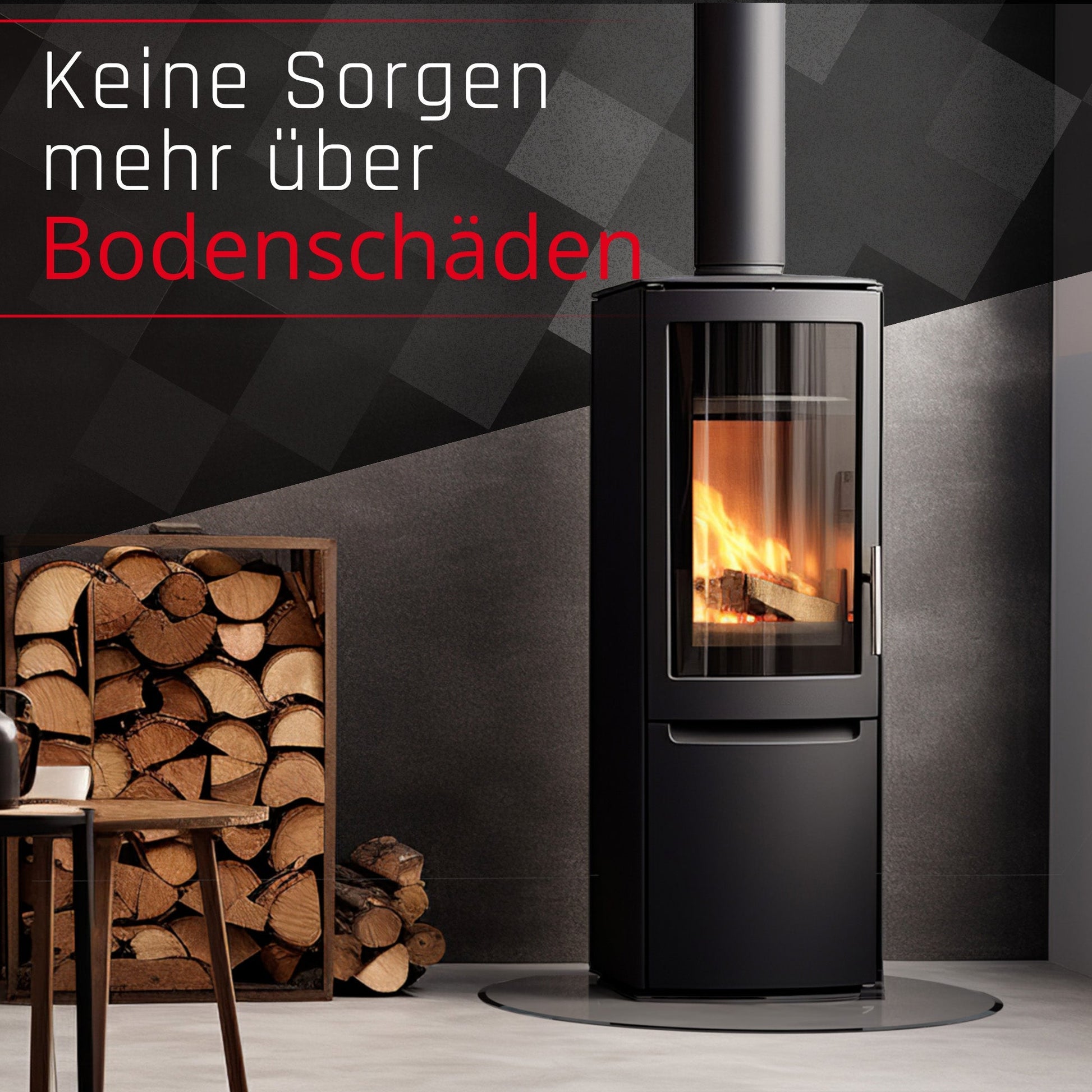 Glasbodenplatte für Kaminofen - Kreisabschnitt - Kaminglas