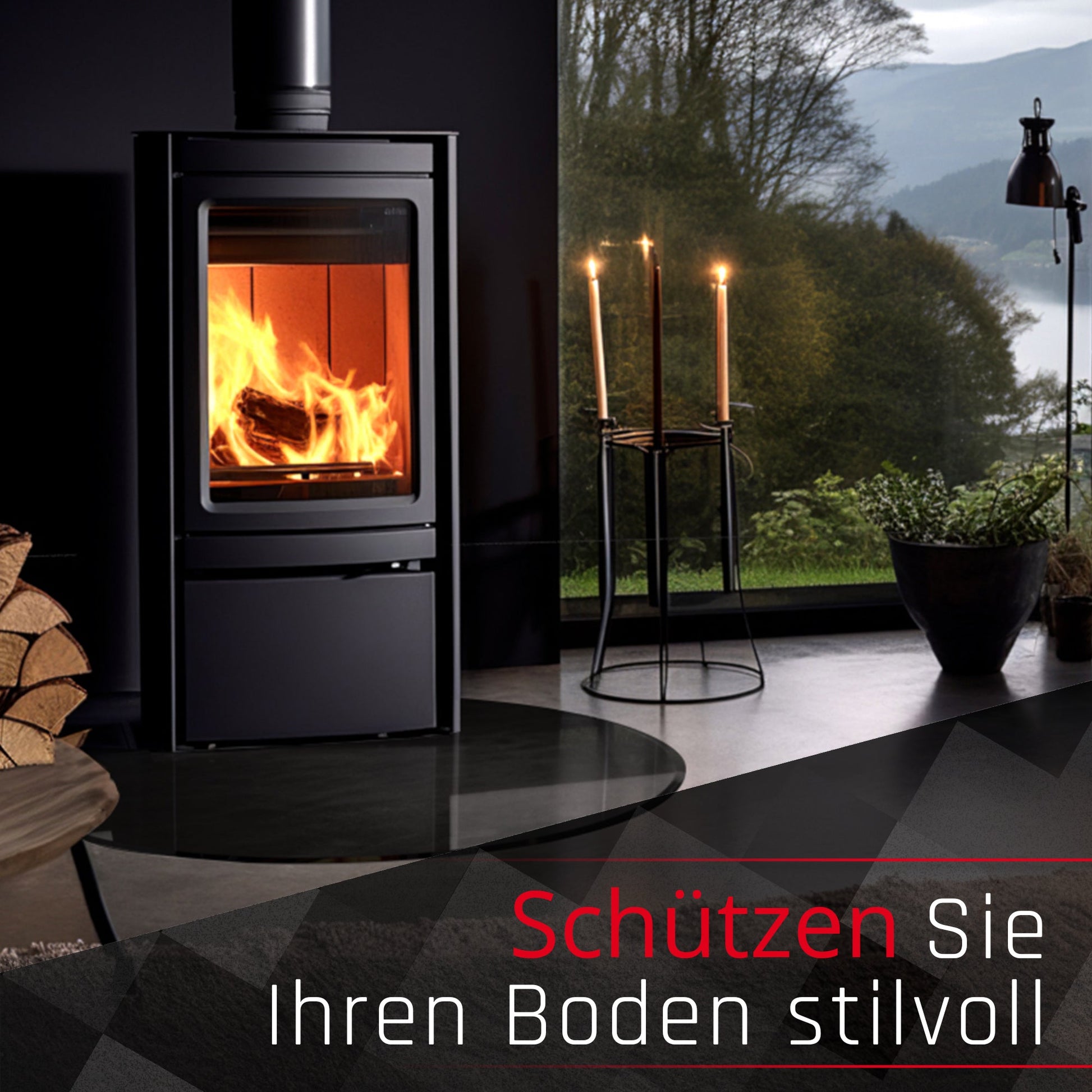 Glasbodenplatte für Kaminofen | schwarz - Kreis SchwarzØ 30 cm | 6mmMit30
