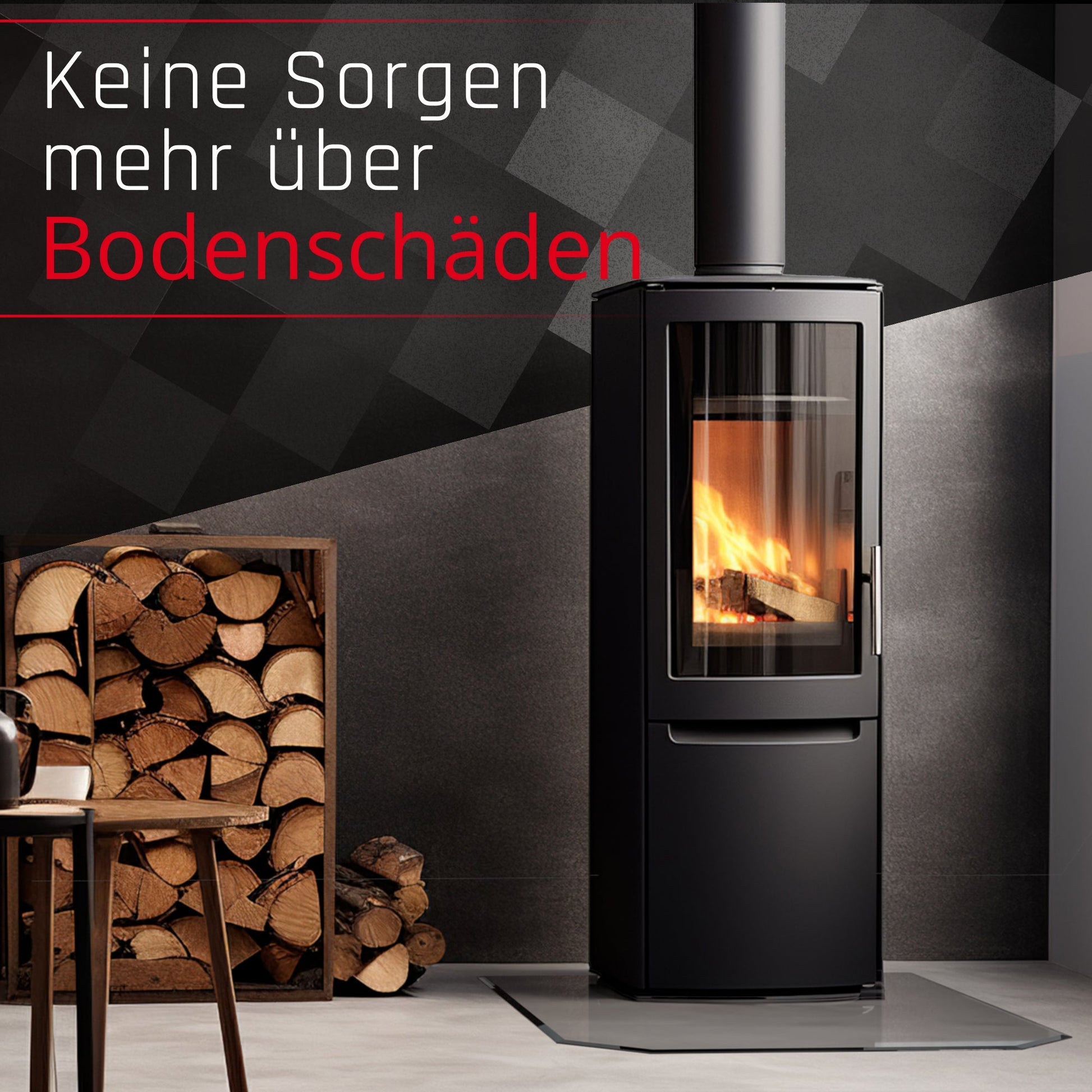 Glasbodenplatte für Kaminofen - Sechseck - Kaminglas