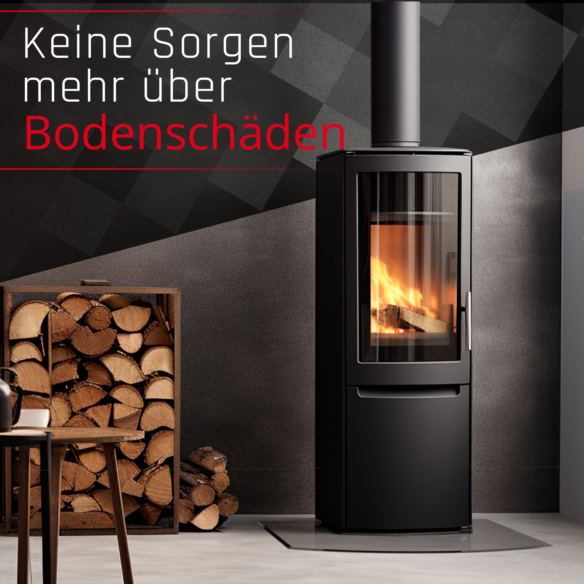 Glasbodenplatte für Kaminofen - Segmentbogen - Kaminglas