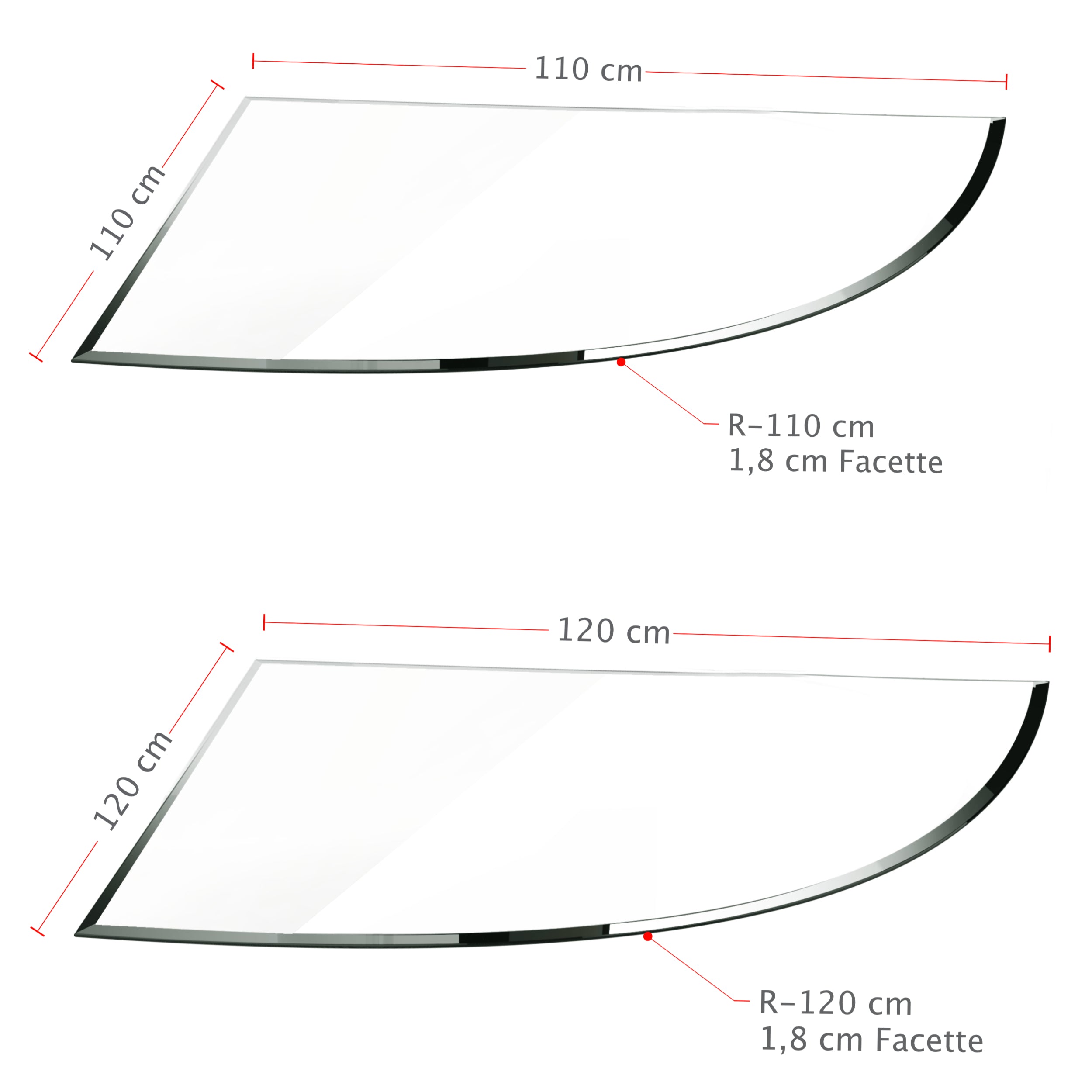 Glasbodenplatte für Kaminofen - Viertelkreis - Kaminglas