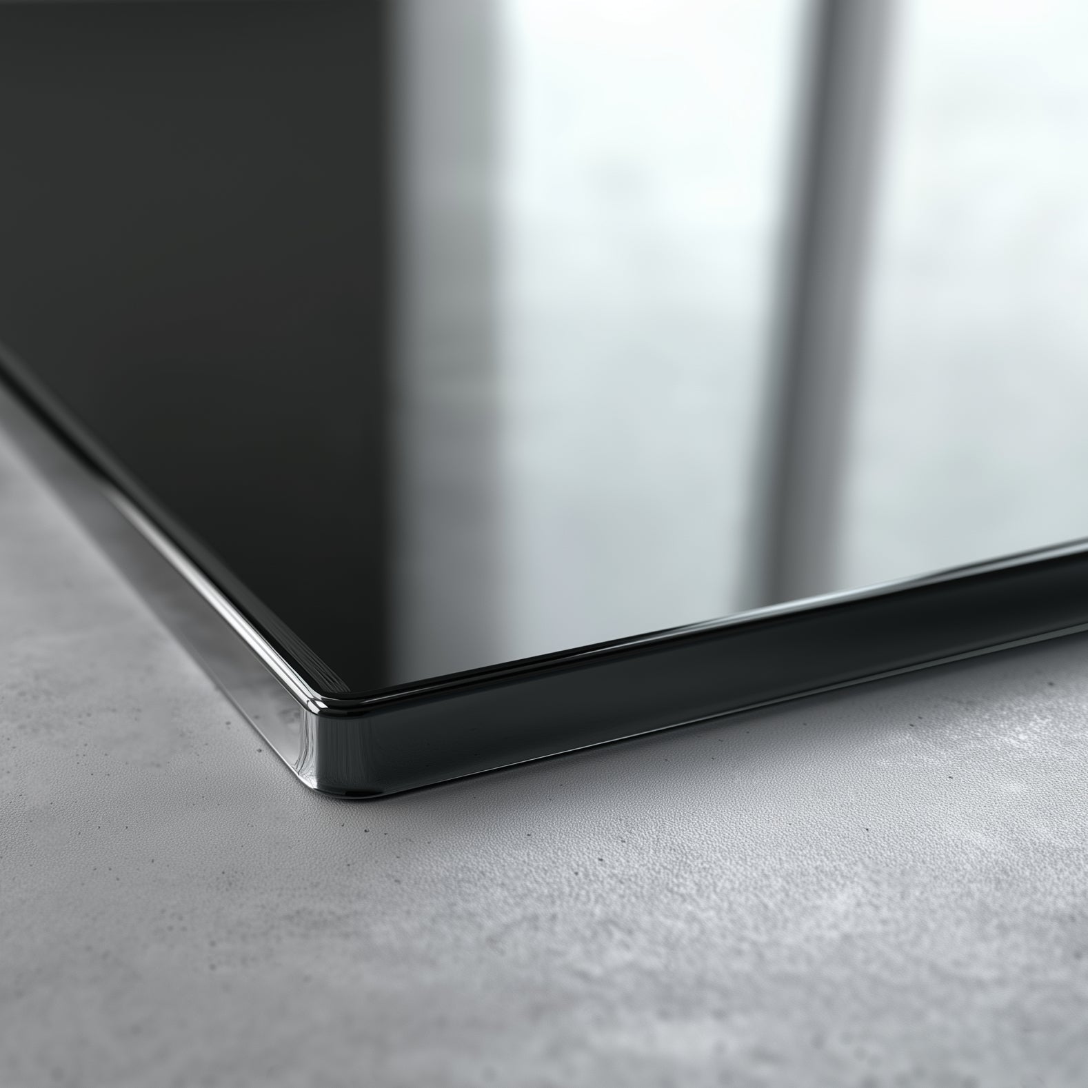 Glasplatte Kamin, Funkenschutzplatte Glas für Kaminofen - Kreis Schwarz - ohne Facette - Kaminglas