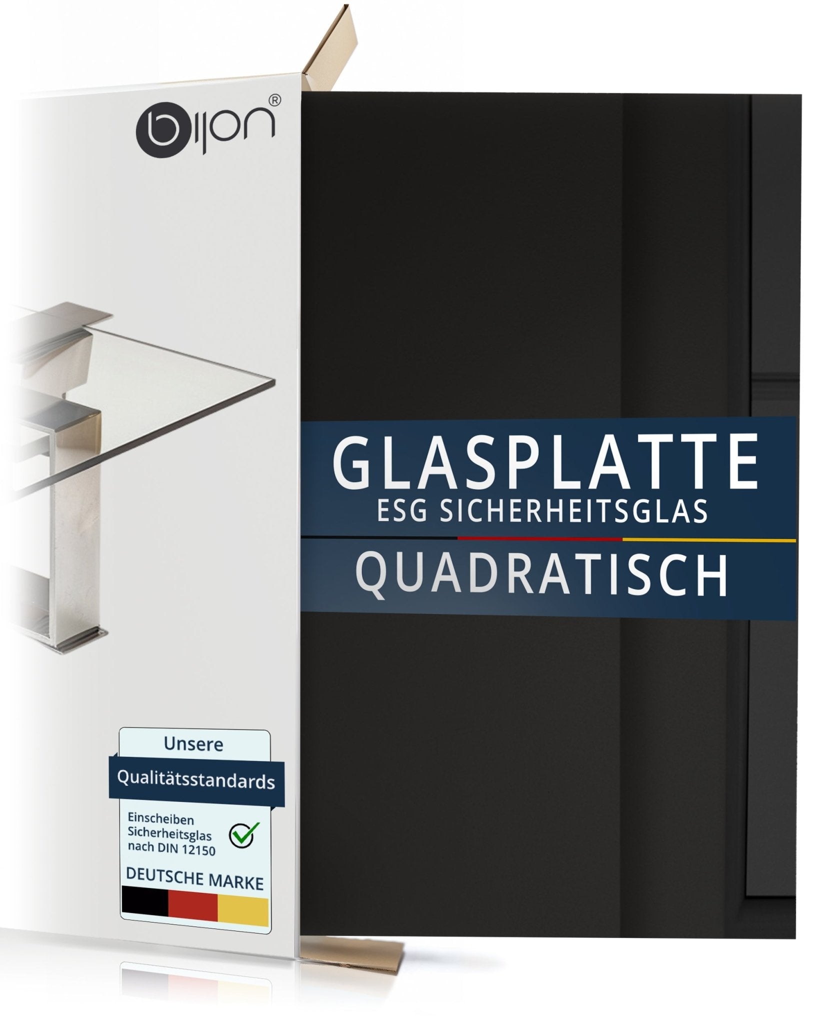 Glasplatte Tisch Sicherheitsglas für Esstisch, Gartentisch, Weinfass - Quadrat Schwarz - Tischplatte
