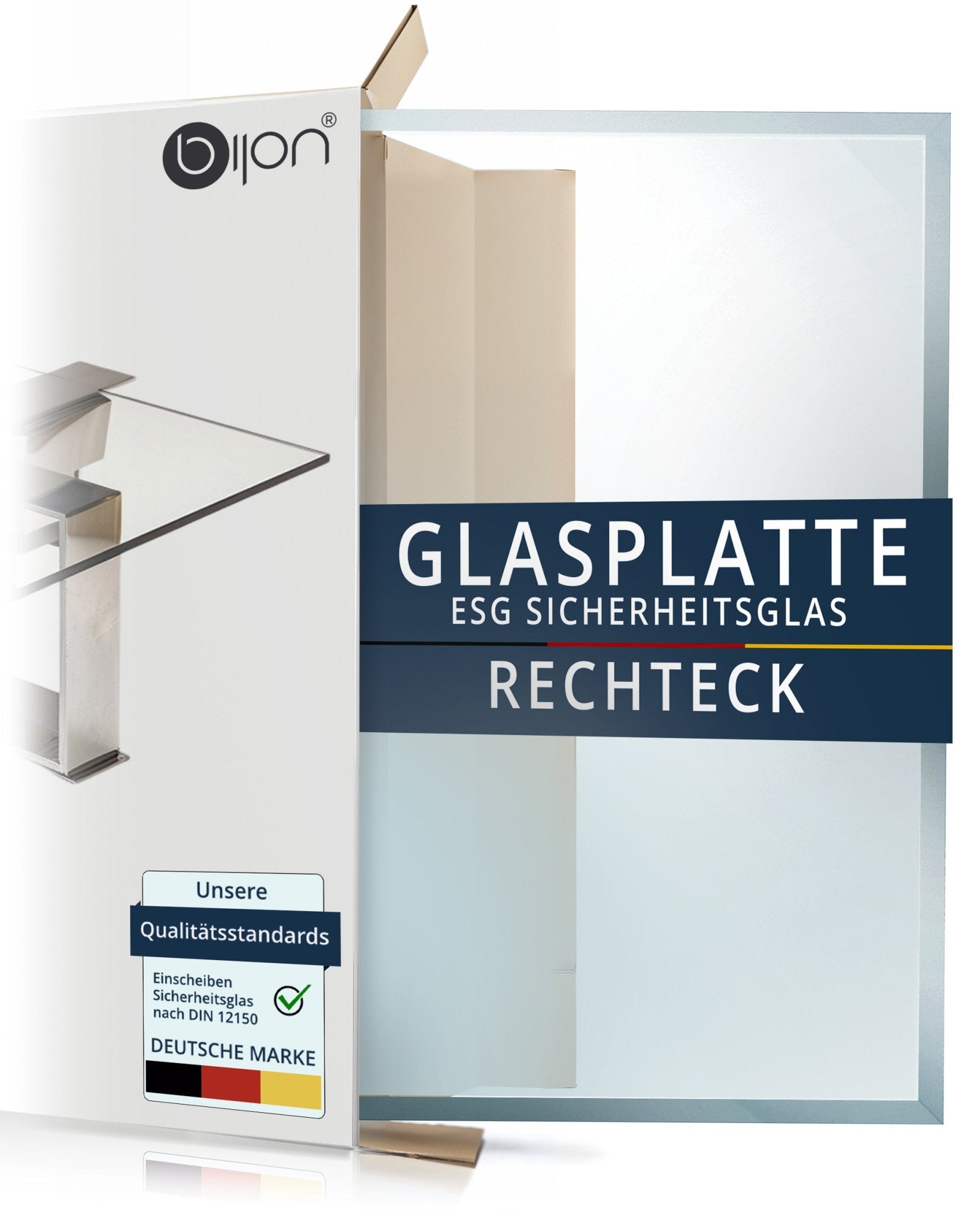 Glasplatte Tisch Sicherheitsglas für Esstisch, Gartentisch, Weinfass - Rechteck - Tischplatte