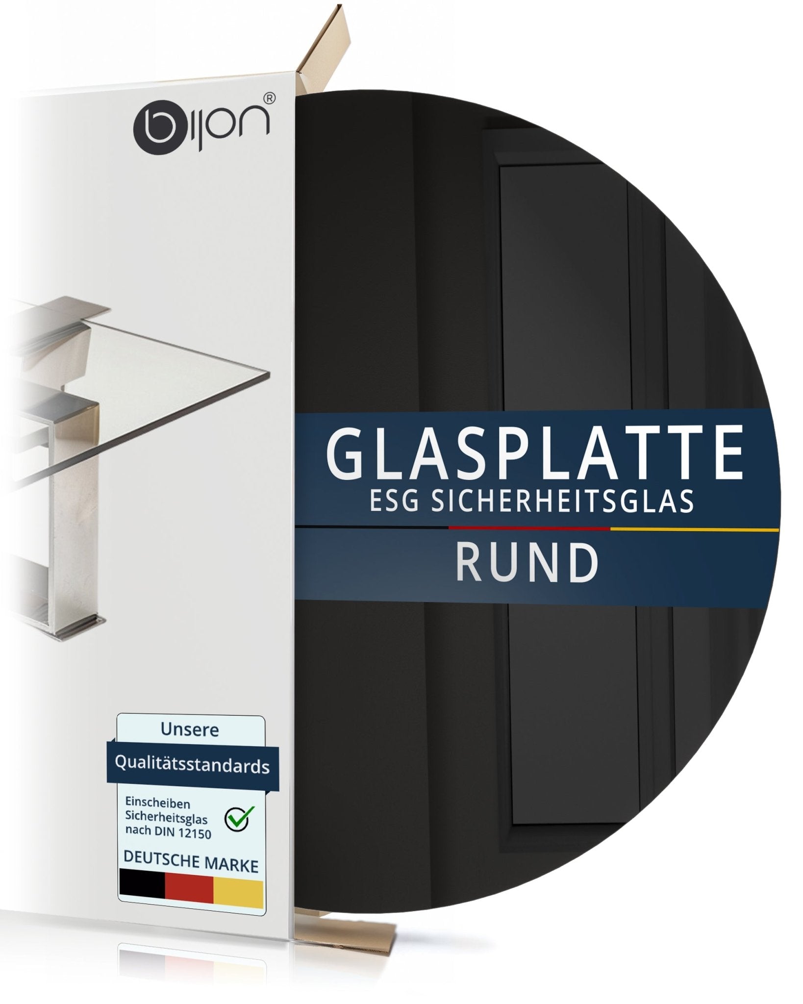 Glasplatte Tisch - RundSchwarz