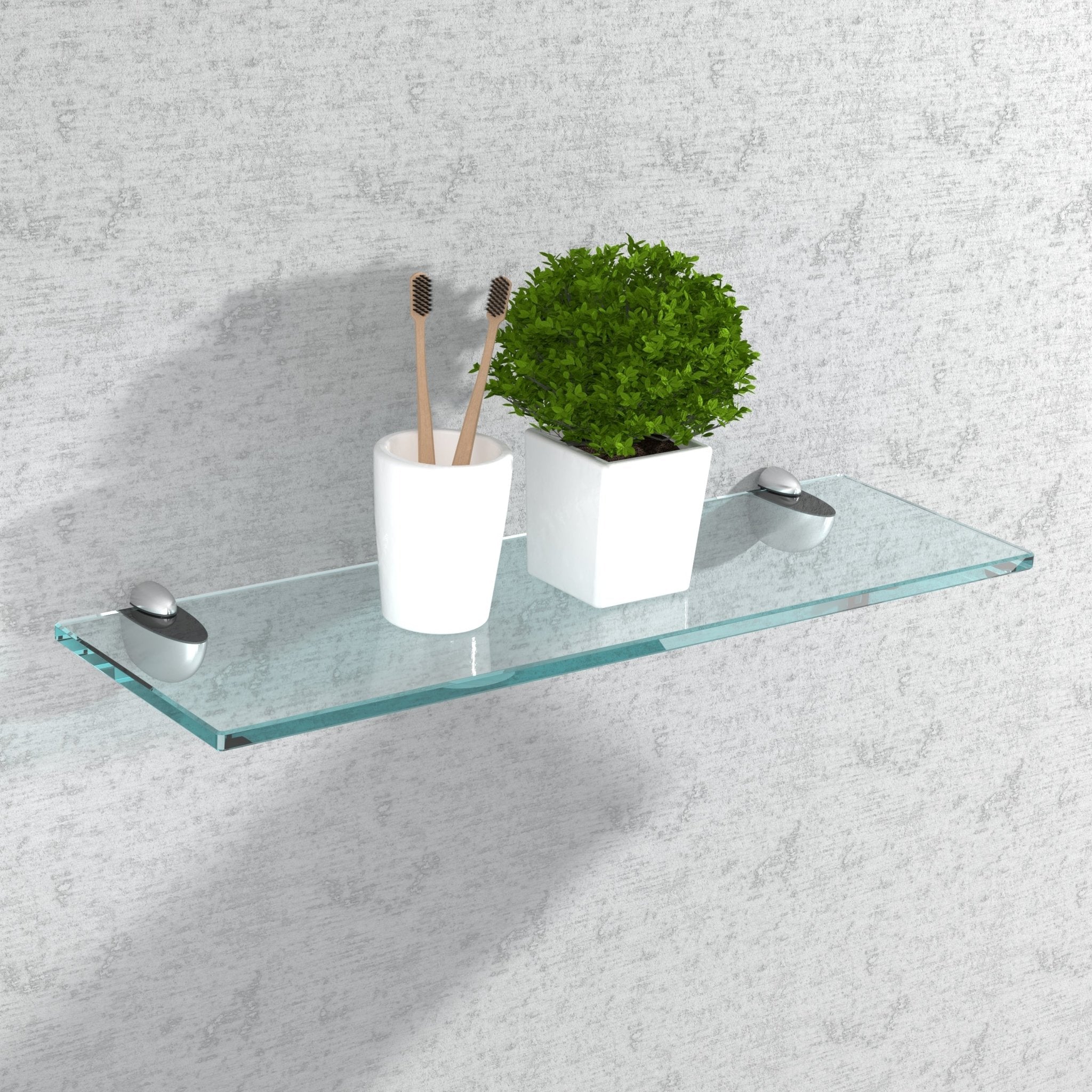 Glasregal Badezimmer Glasablage, Badregal 8mm Hartglas, AURA, Edelstahl, Klarglas - Glasregal