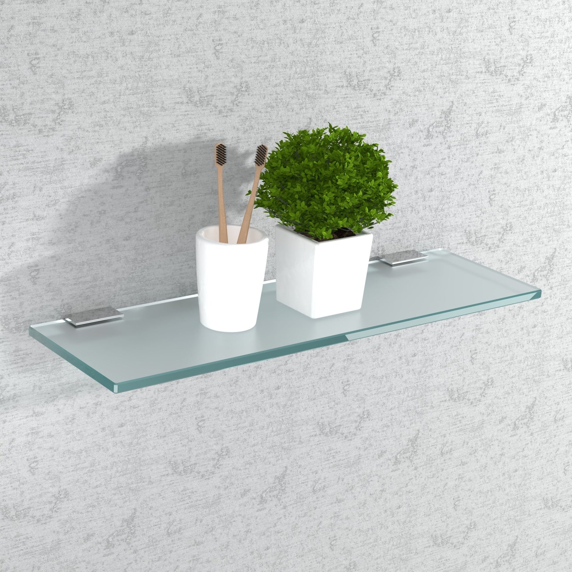 Glasregal Badezimmer Glasablage, Badregal 8mm Hartglas, FLAIR, Chrom Glanz, Satiniertes Glas - Glasregal