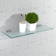 Glasregal Badezimmer Glasablage, Badregal 8mm Hartglas, FLAIR, Edelstahl Glanz, Satiniertes Glas - Glasregal