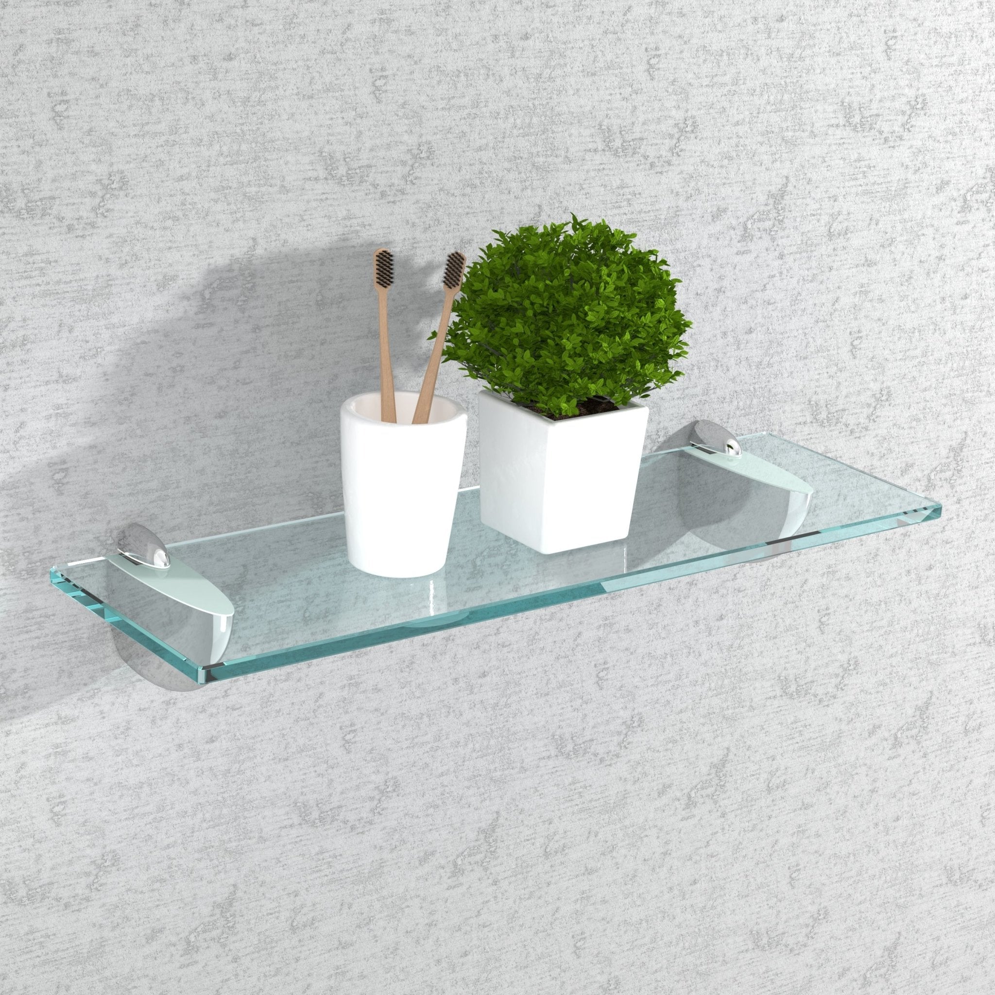 Glasregal Badezimmer Glasablage, Badregal 8mm Hartglas, CORA, Edelstahl, Klarglas - Glasregal