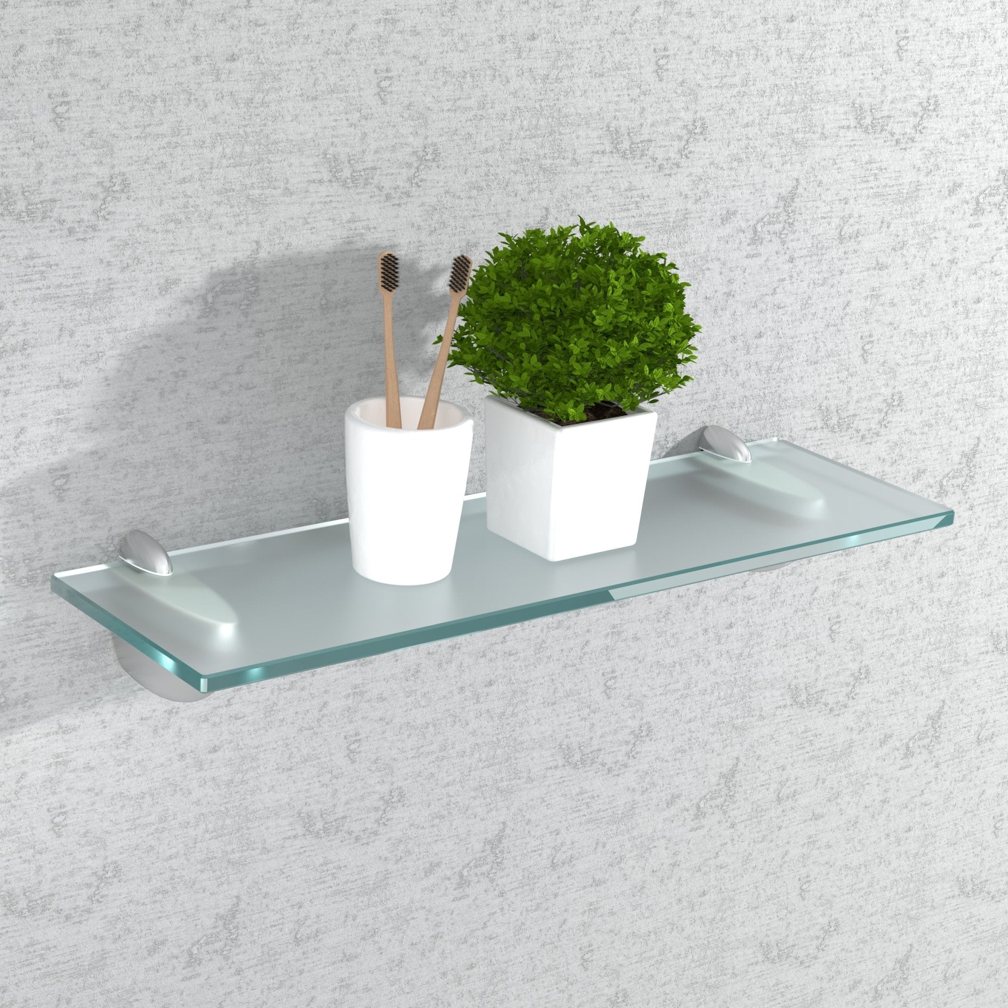 Glasregal Badezimmer Glasablage, Badregal 8mm Hartglas, CORA, Edelstahl, Satiniertes Glas - Glasregal