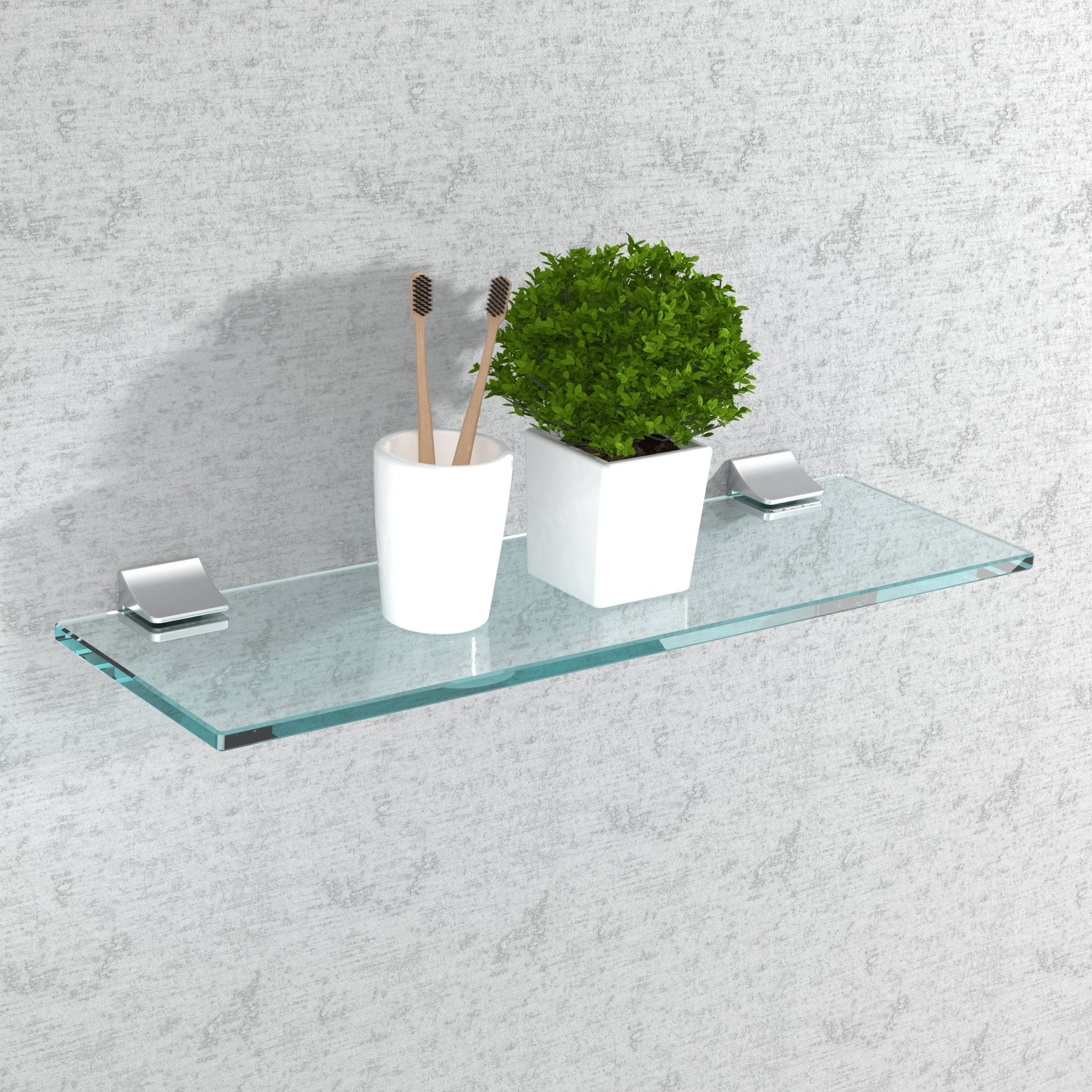 Glasregal Badezimmer Glasablage, Badregal 8mm Hartglas, DELLA, Edelstahl, Klarglas - Glasregal