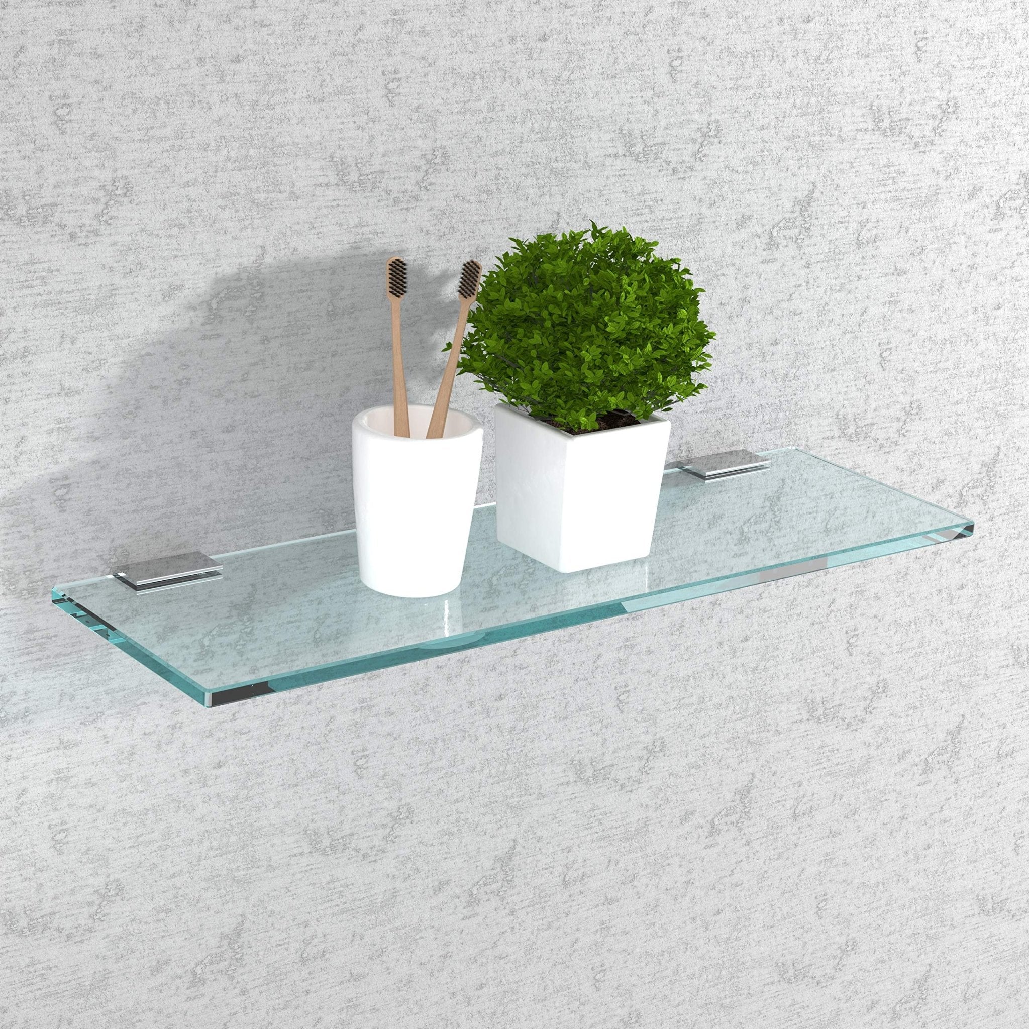 Glasregal Badezimmer Glasablage, Badregal 8mm Hartglas, FLAIR, Chrom Glanz, Klarglas - Glasregal