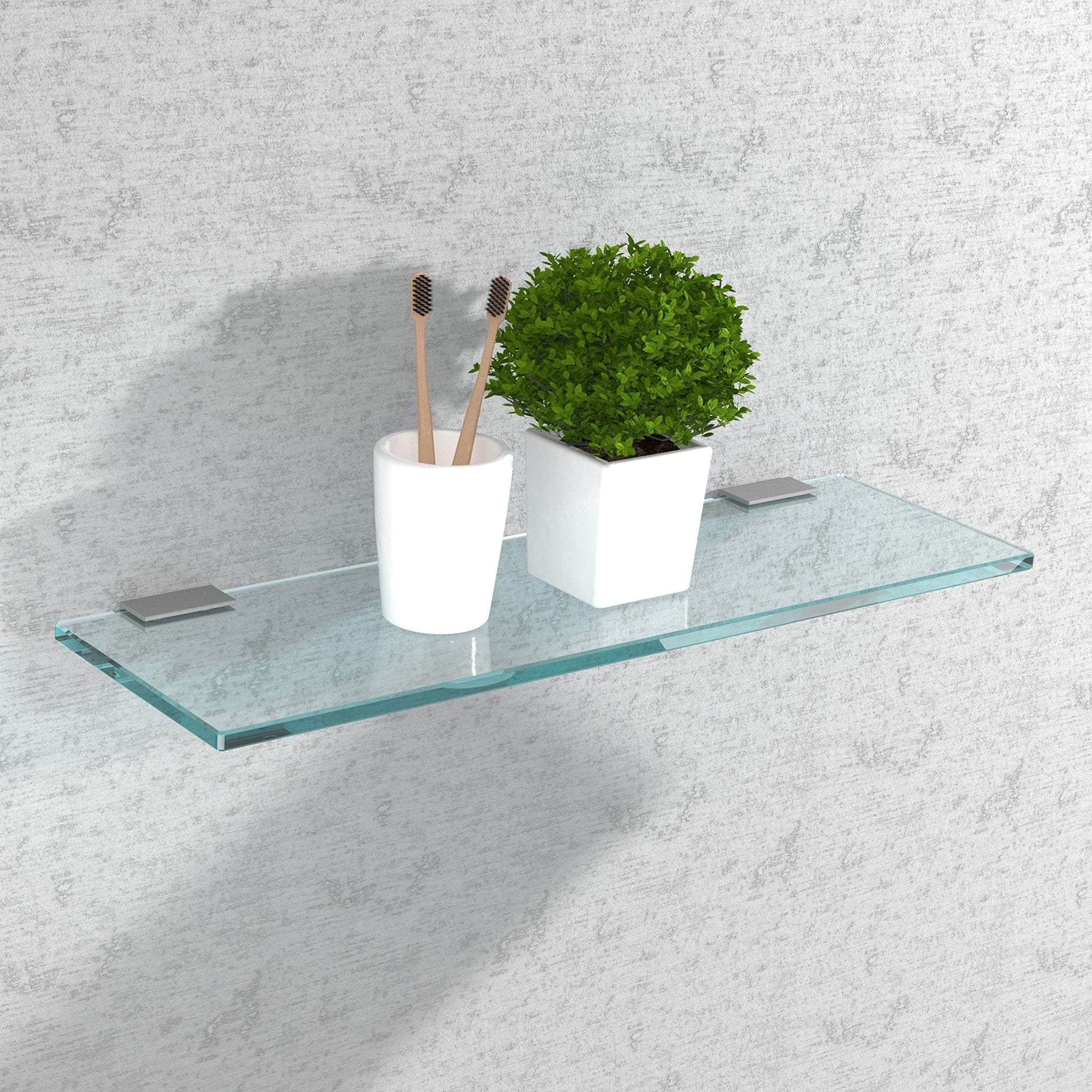 Glasregal Badezimmer Klarglas Modell FLAIR Edelstahl-Optik