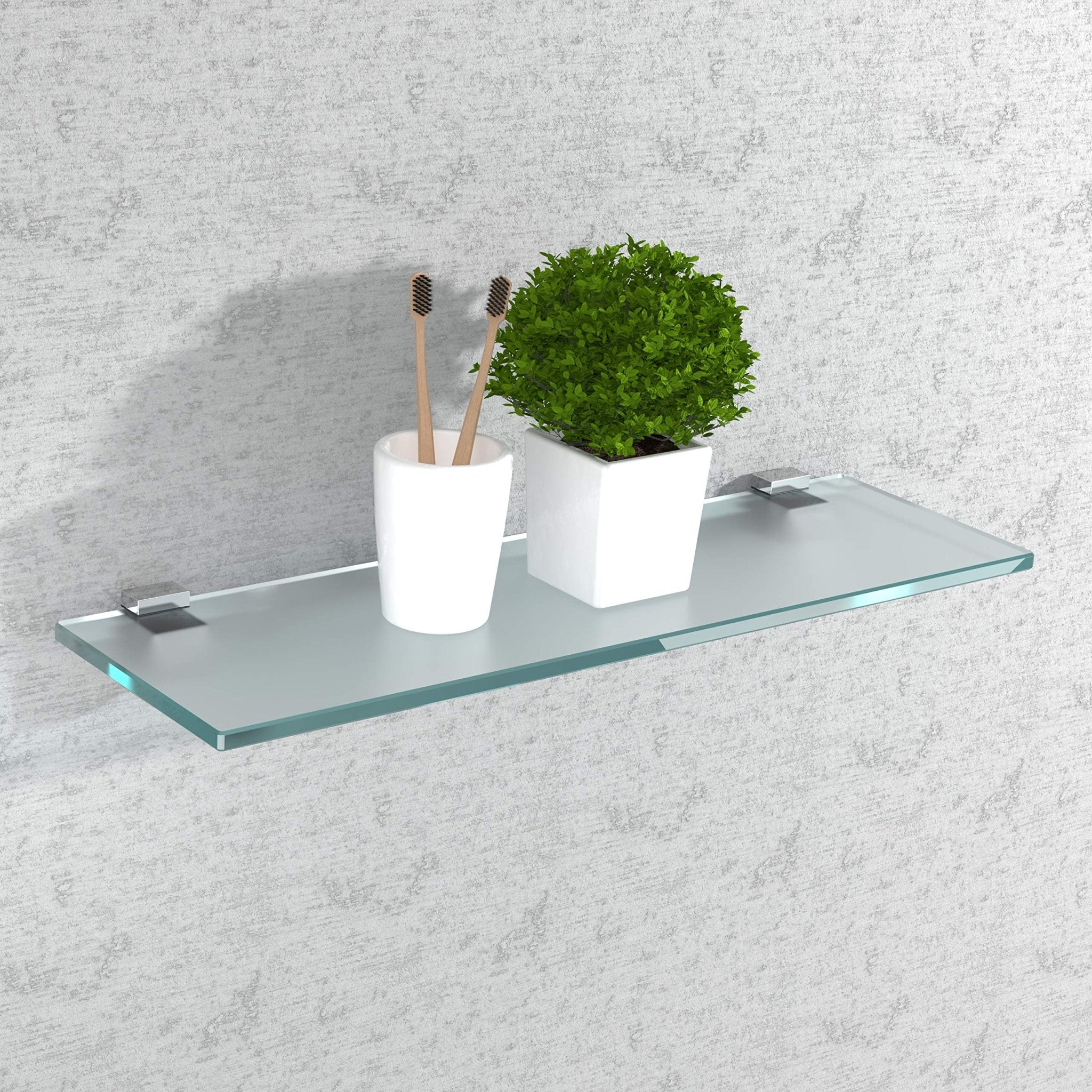 Glasregal Badezimmer Glasablage, Badregal 8mm Hartglas, GIRA, Edelstahl, Satiniertes Glas - Glasregal