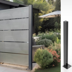 Glaszaun Edelstahl-Pfosten 125–195 cm, RAL 7016 Anthrazitgrau – Sichtschutz für Terrasse &amp; Garten