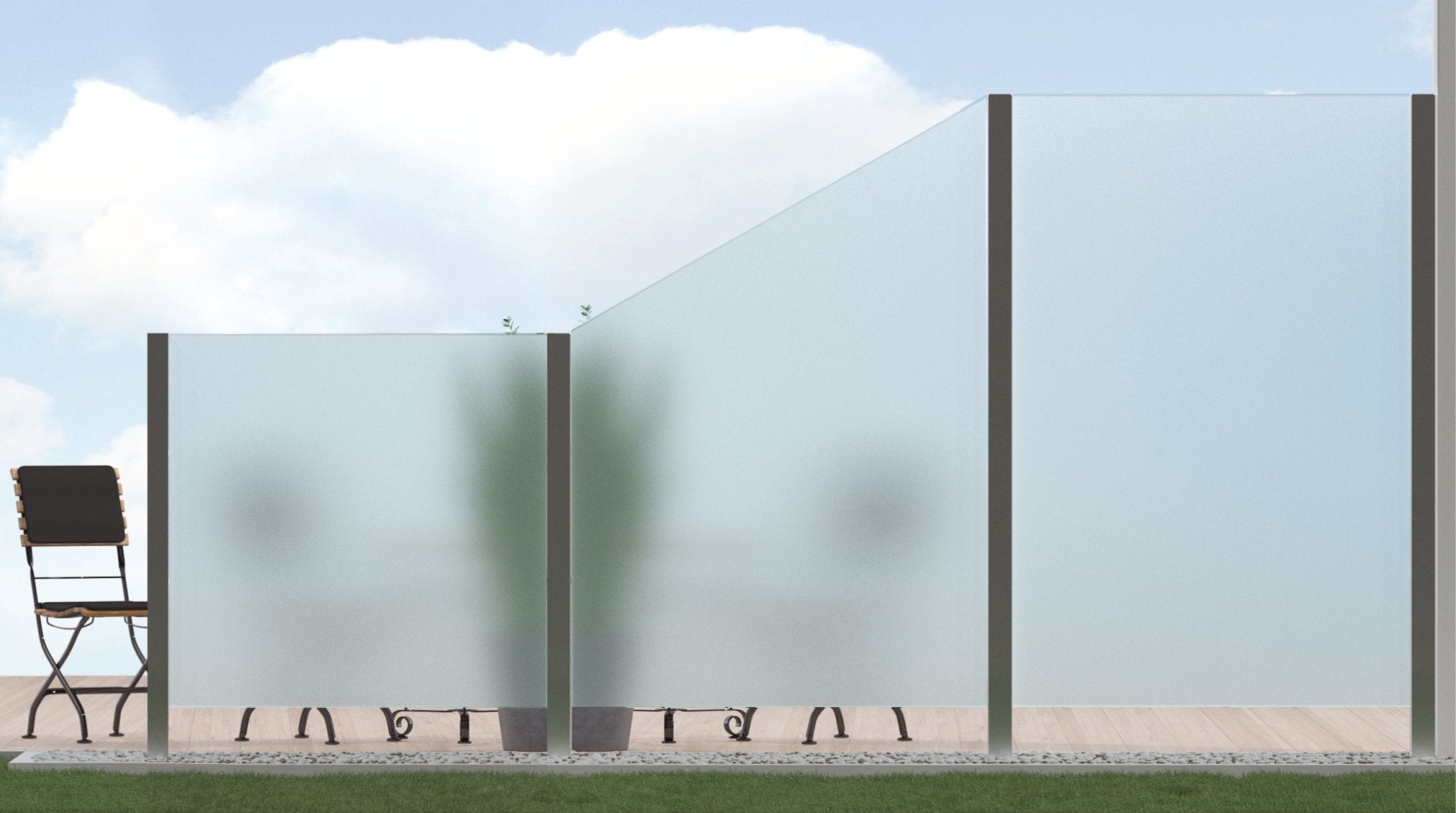 Sichtschutz Glas - Windschutz - Glaszaun Vollsatiniert PG3