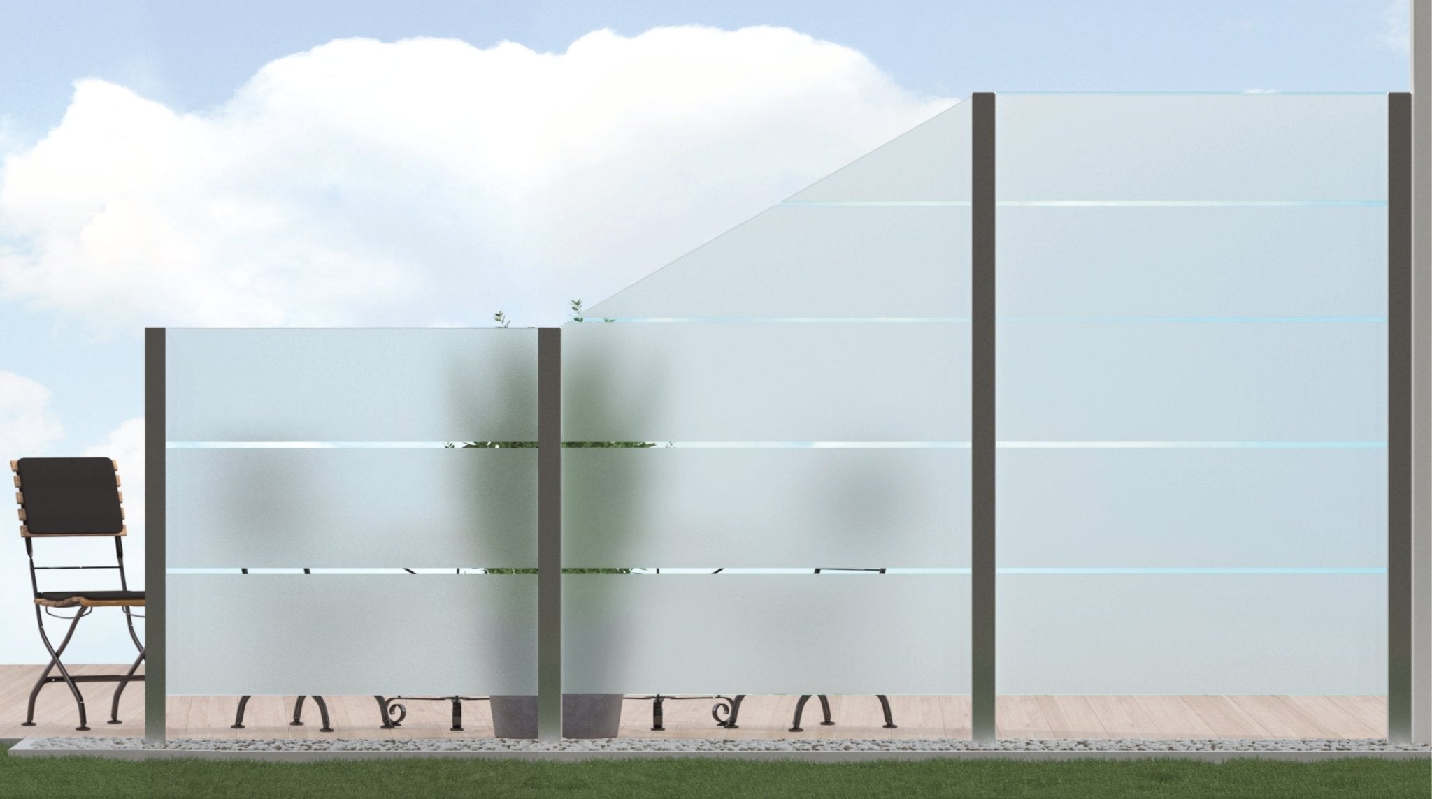 Sichtschutz Glas - Windschutz - Glaszaun Streifen PG6