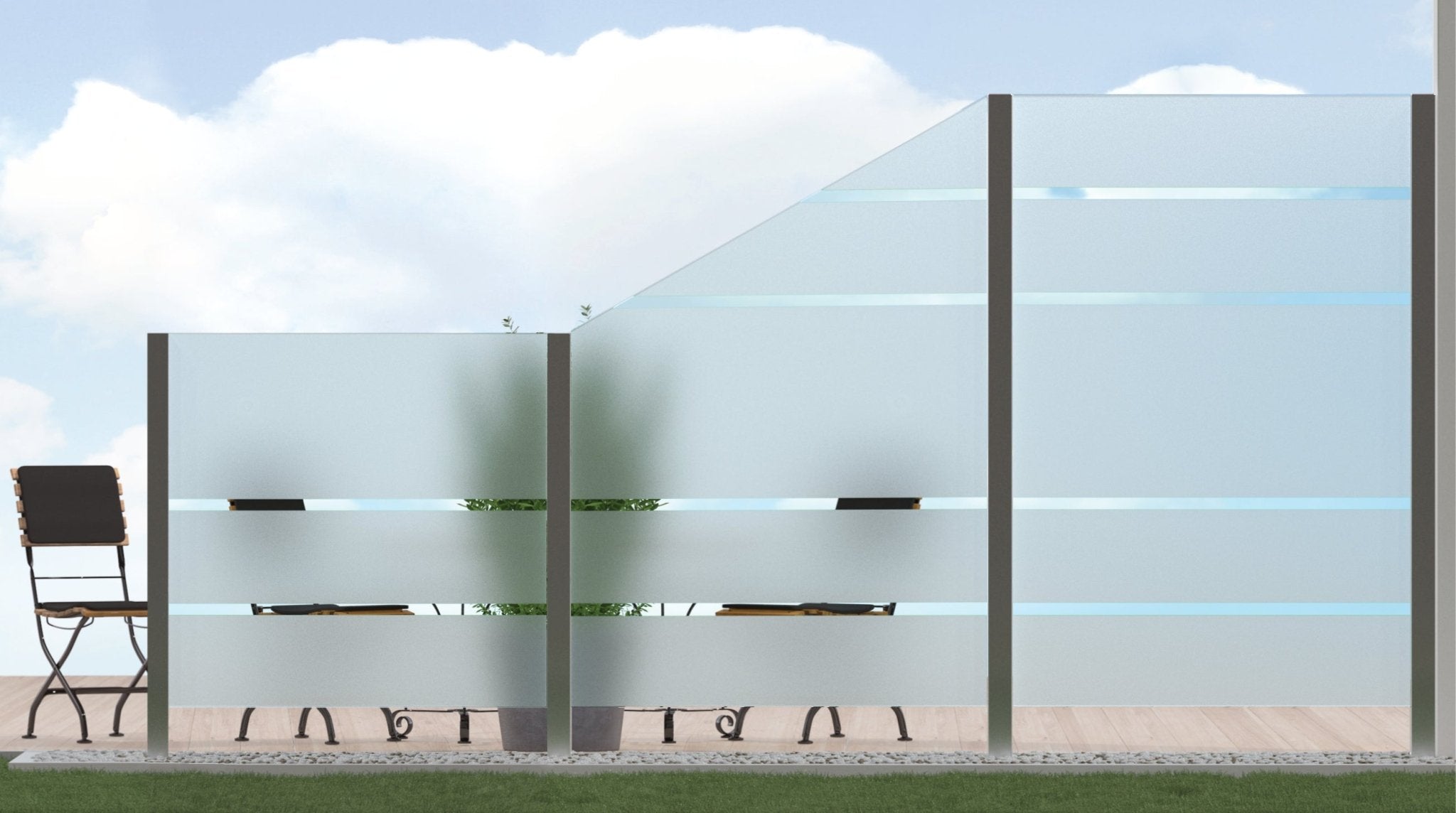 Sichtschutz Glas - Windschutz - Glaszaun Streifen PG7