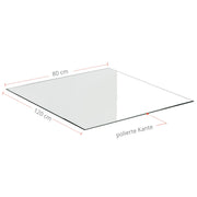 Kaminglasplatte Rechteck 80 x 120cm | 6mm / Kante poliert - 