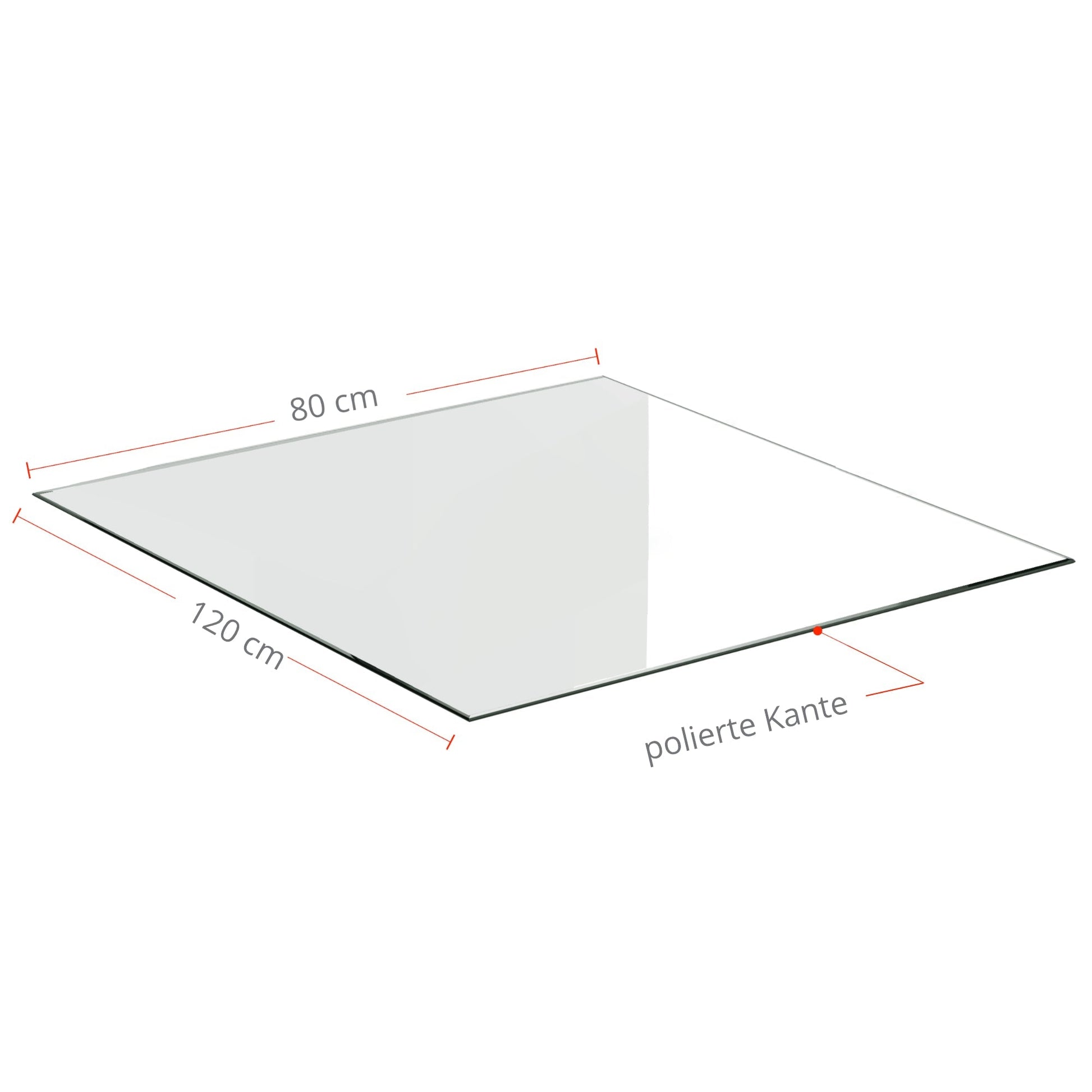 Kaminglasplatte Rechteck 80 x 120cm | 6mm / Kante poliert - 