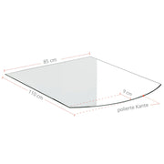 Kaminglasplatte Segmentbogen 85x110cm mit Facette Stichmaß 9cm - 