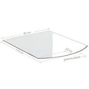 Kaminglasplatte Segmentbogen 85x110cm polierte Kante Stichmaß 20cm - 