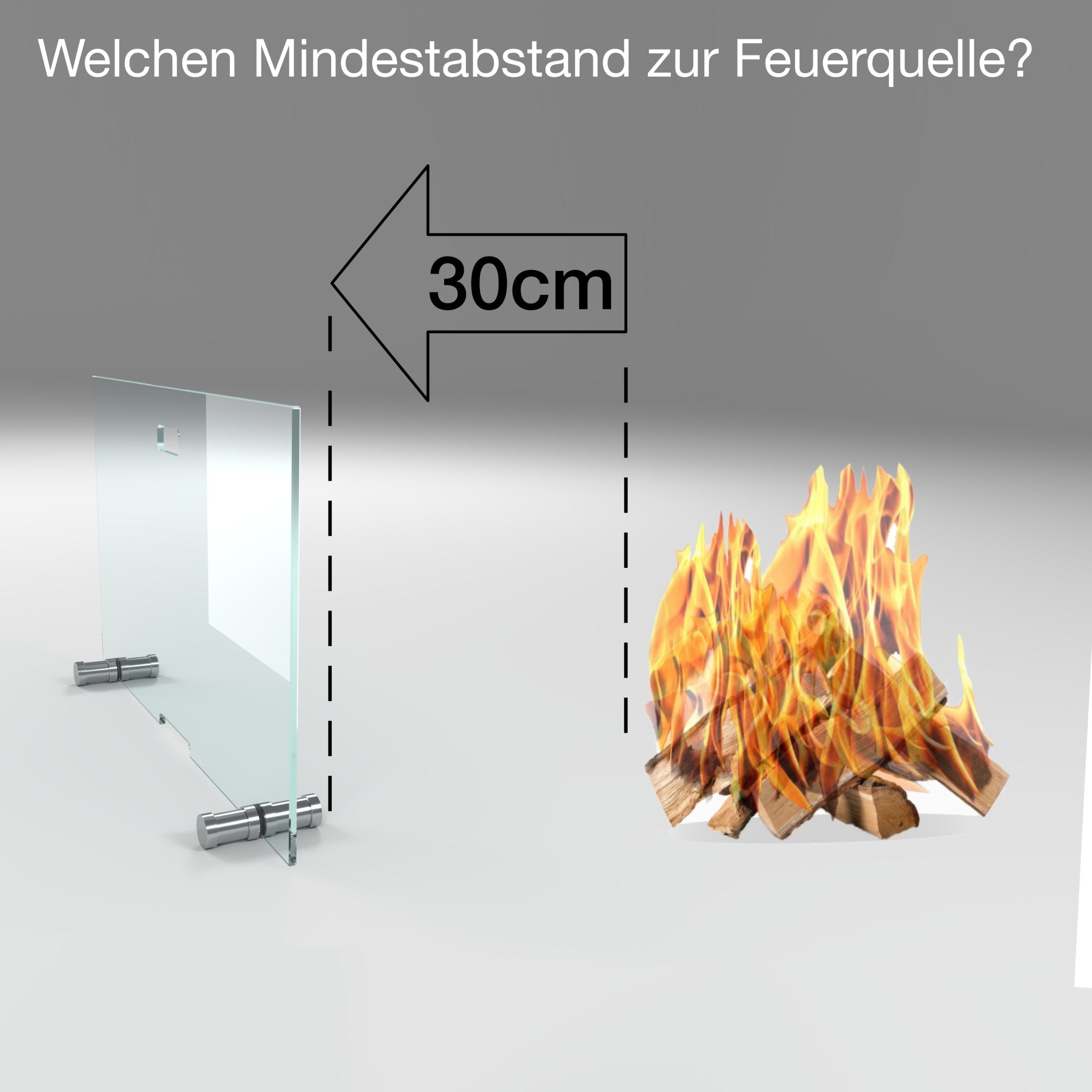 Kaminschutzgitter aus Spezial - Sicherheitsglas, Hitzeschutz Funkenschuztgitter aus echtem ESG - Glas - FIREclassic gerade - Funkenschutz