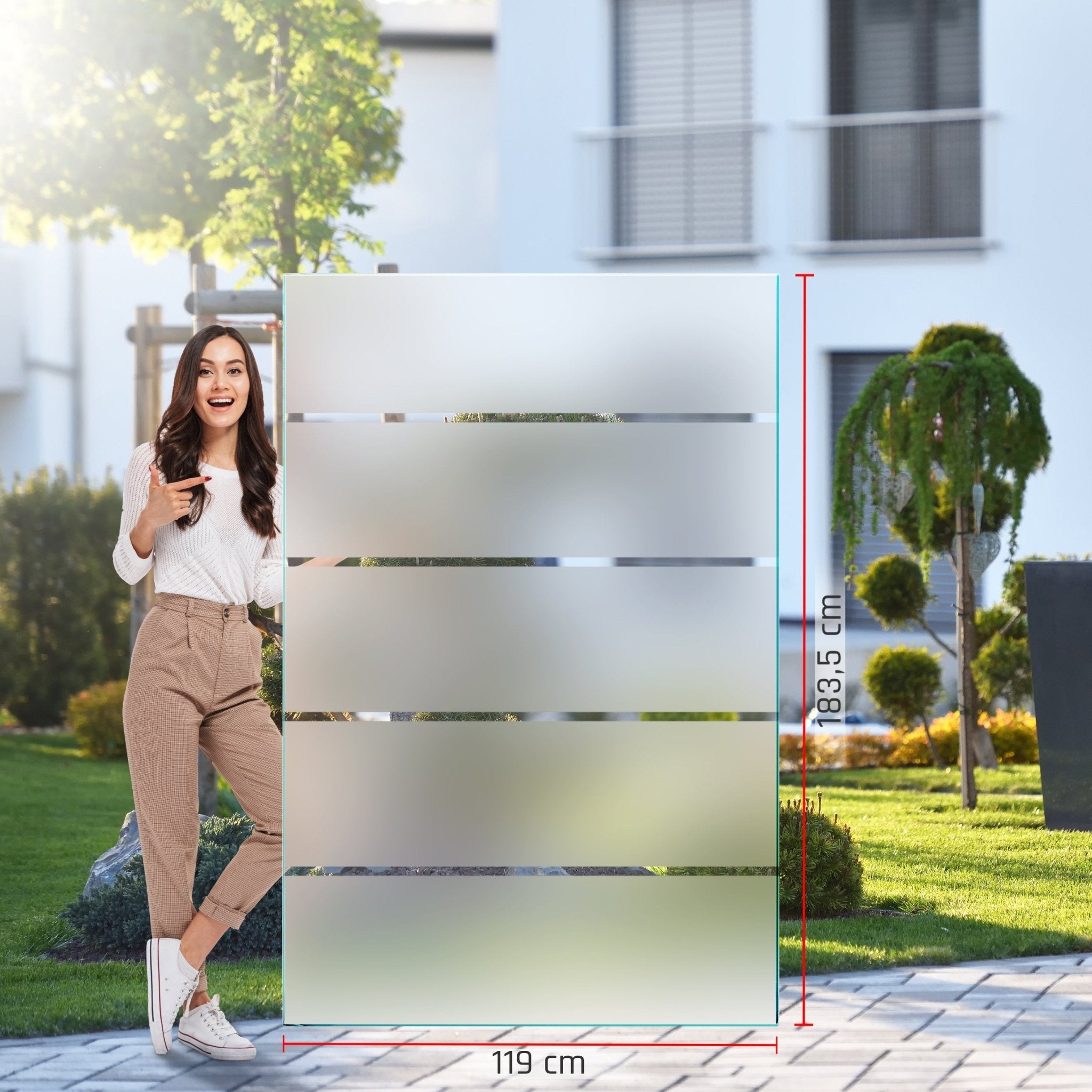 Sichtschutz Glas - Windschutz - Glaszaun Streifen PG6 - Glaszaun - Sichtschutz