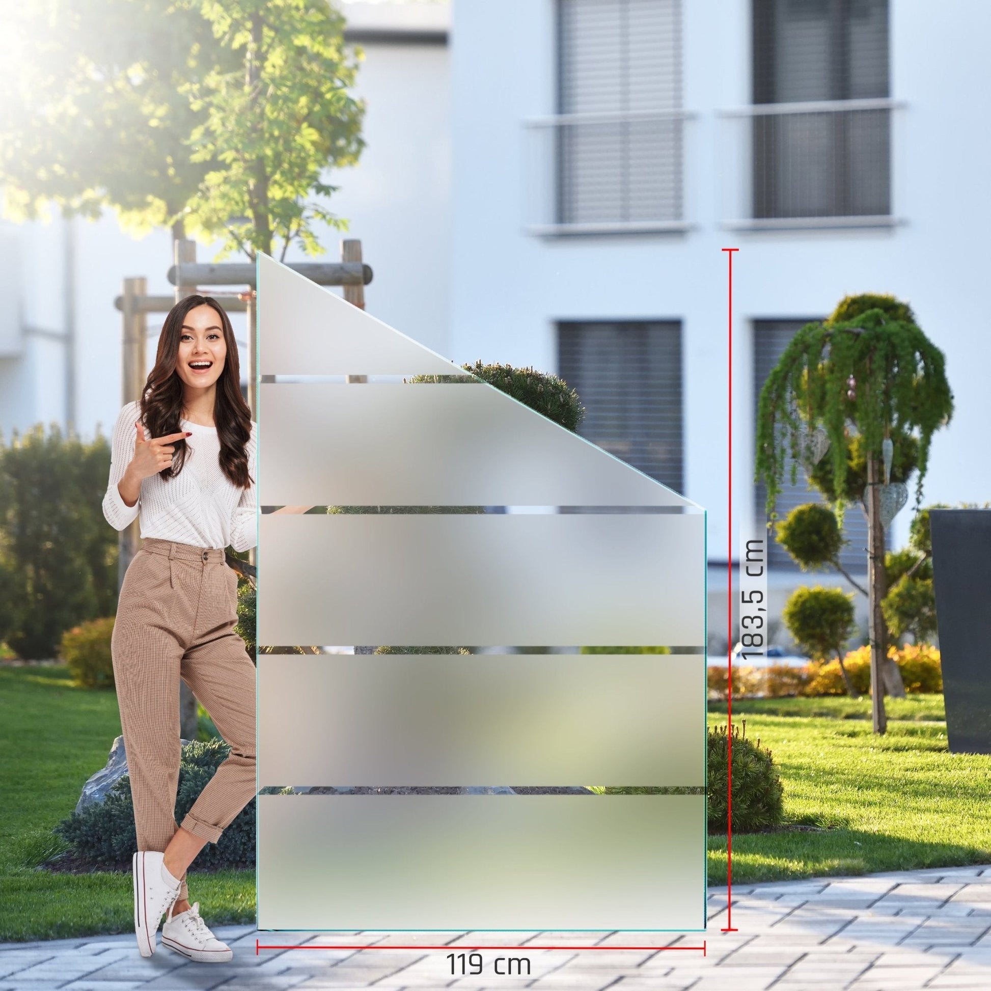 Sichtschutz Glas - Windschutz - Glaszaun Streifen PG6 - Glaszaun - Sichtschutz