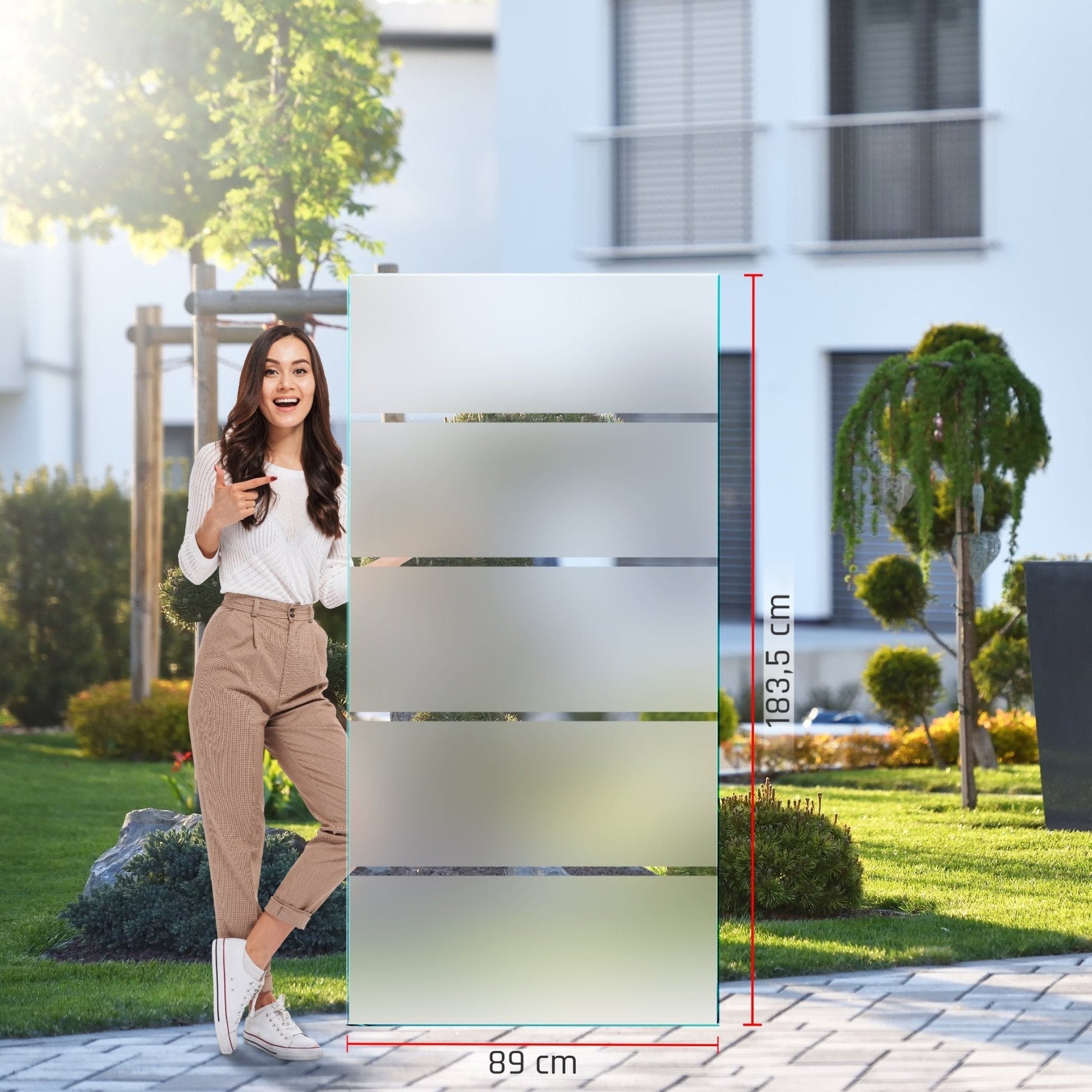 Sichtschutz Glas - Windschutz - Glaszaun Streifen PG6 - Glaszaun - Sichtschutz