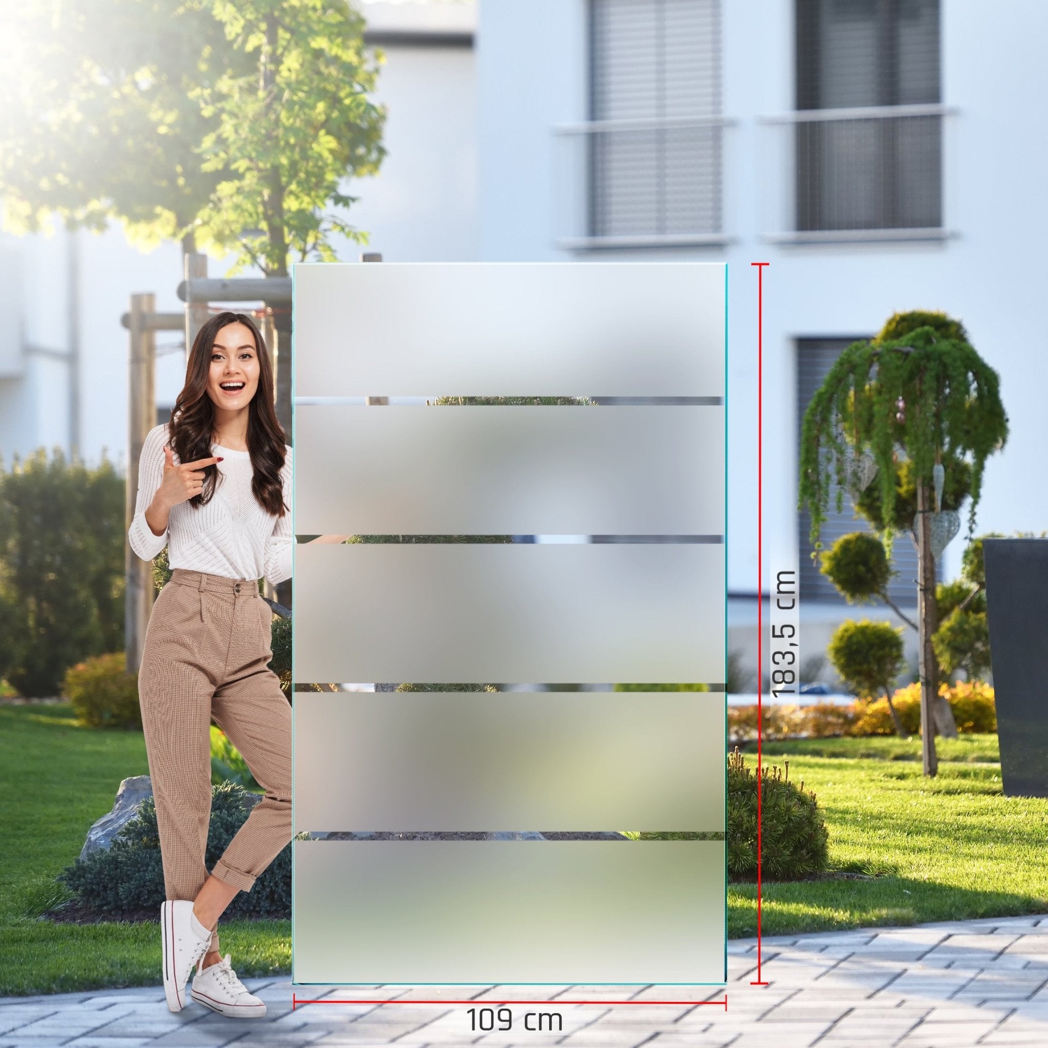Sichtschutz Glas - Windschutz - Glaszaun Streifen PG6 - Glaszaun - Sichtschutz