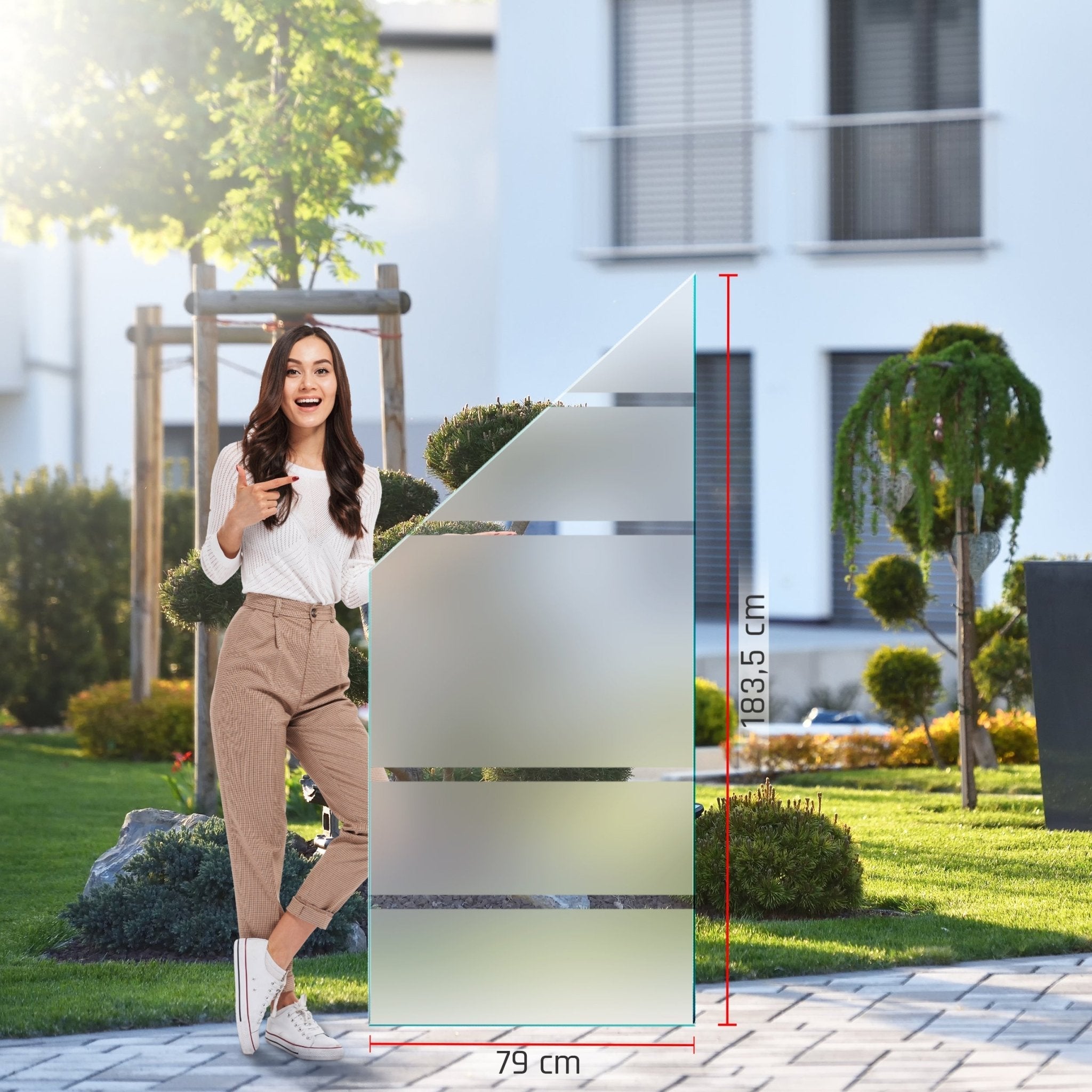 Sichtschutz Glas - Windschutz - Glaszaun Streifen PG7 - Glaszaun - Sichtschutz