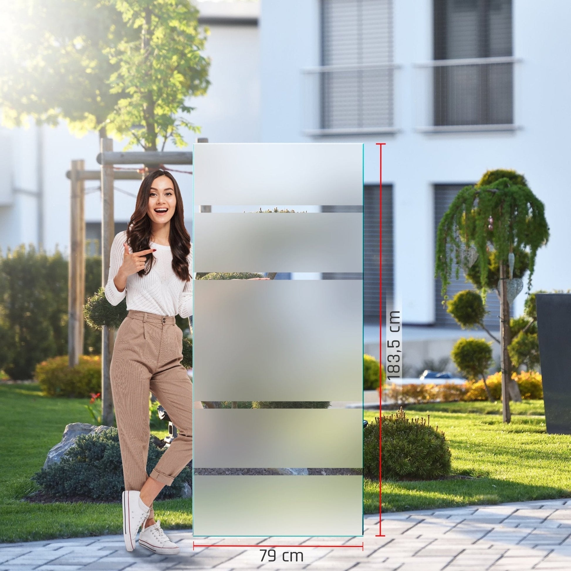 Sichtschutz Glas - Windschutz - Glaszaun Streifen PG7 - Glaszaun - Sichtschutz