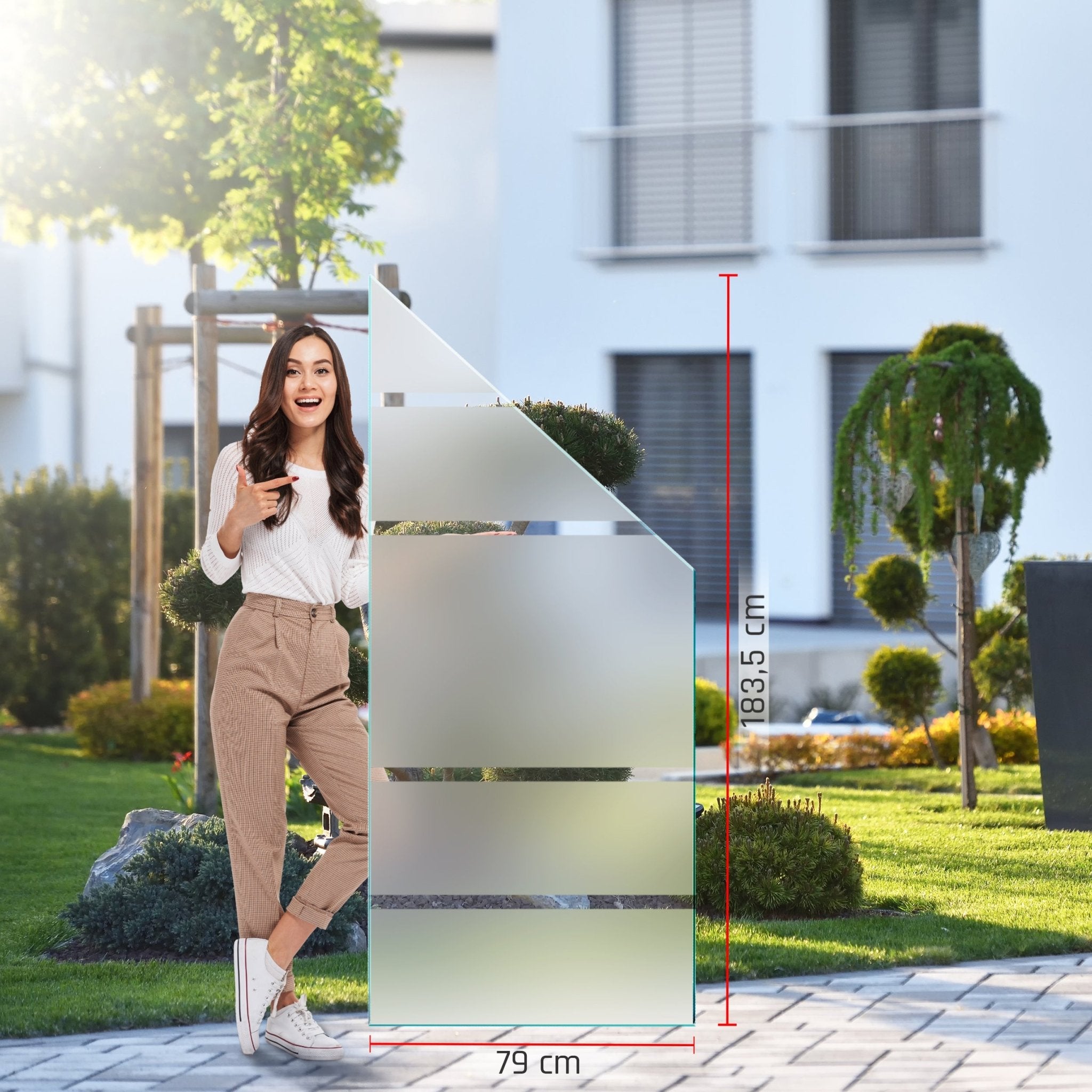Sichtschutz Glas - Windschutz - Glaszaun Streifen PG7 - Glaszaun - Sichtschutz