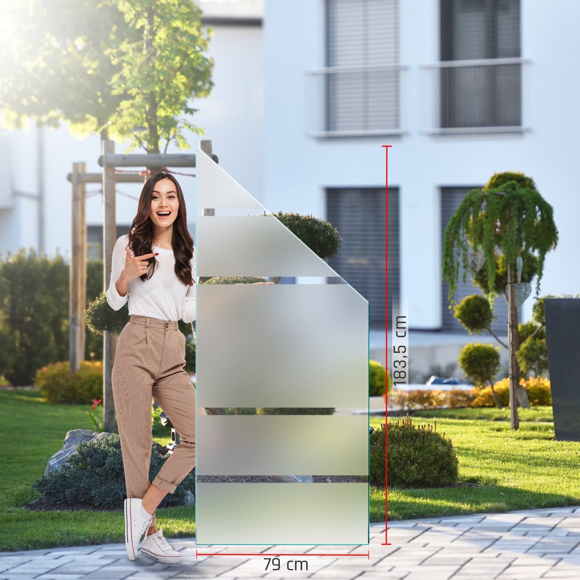 Sichtschutz Glas - Windschutz - Glaszaun Streifen PG7 - Glaszaun - Sichtschutz