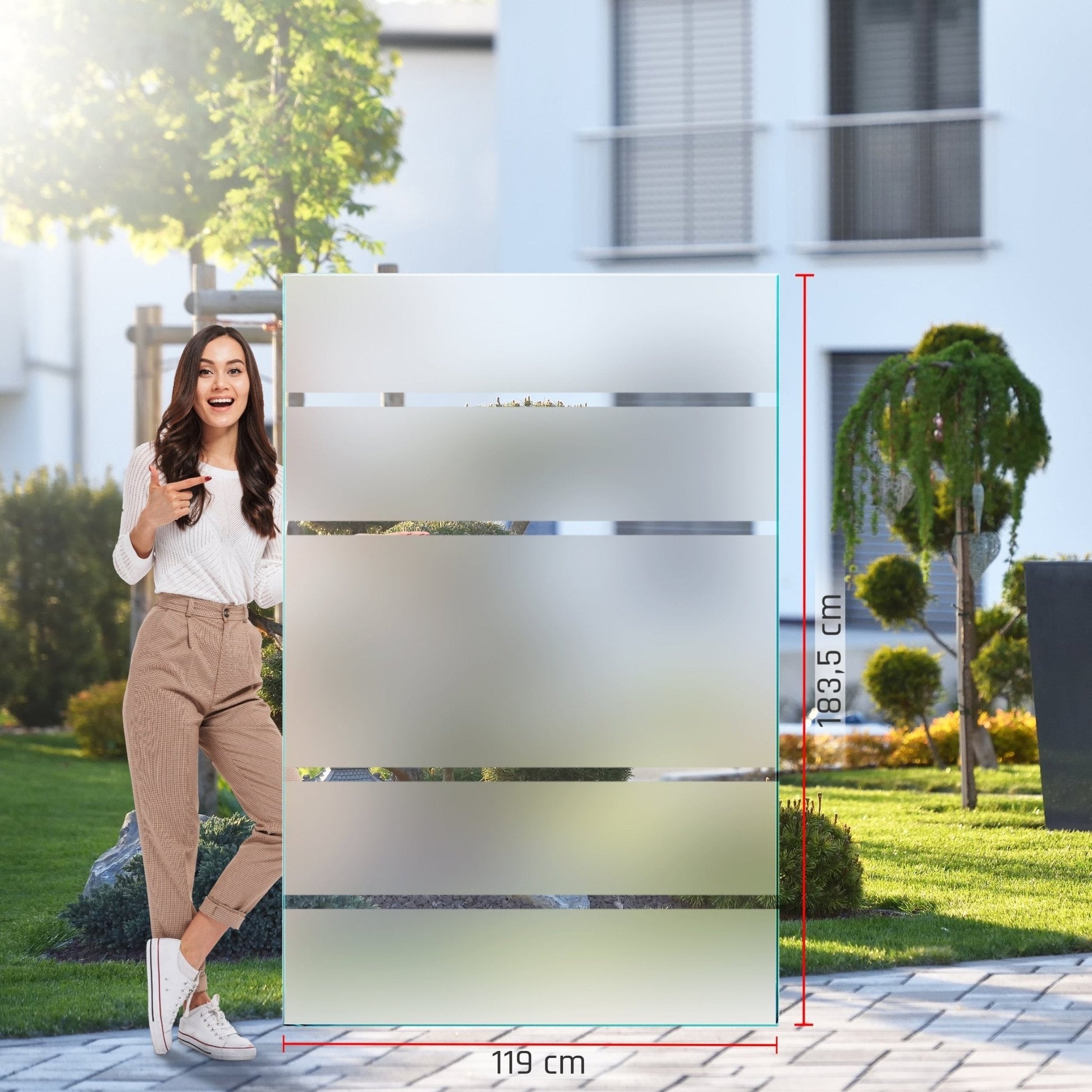 Sichtschutz Glas - Windschutz - Glaszaun Streifen PG7 - Glaszaun - Sichtschutz