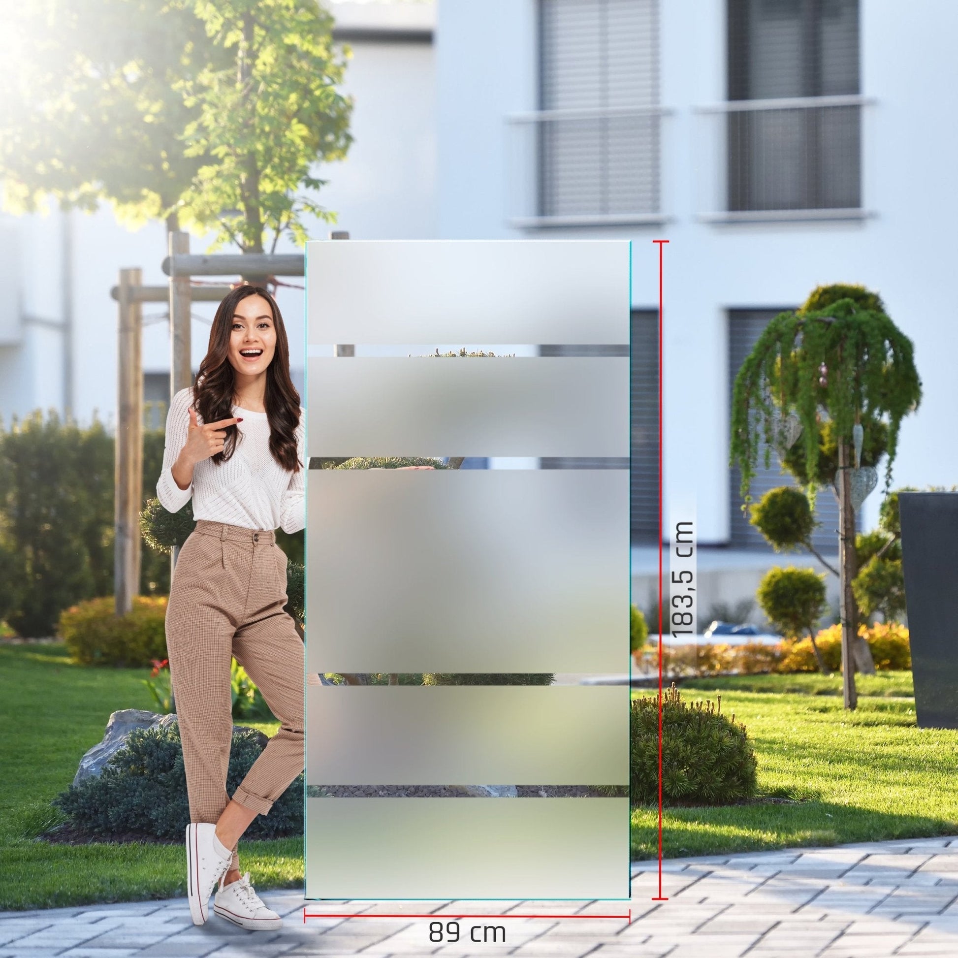 Sichtschutz Glas - Windschutz - Glaszaun Streifen PG7 - Glaszaun - Sichtschutz