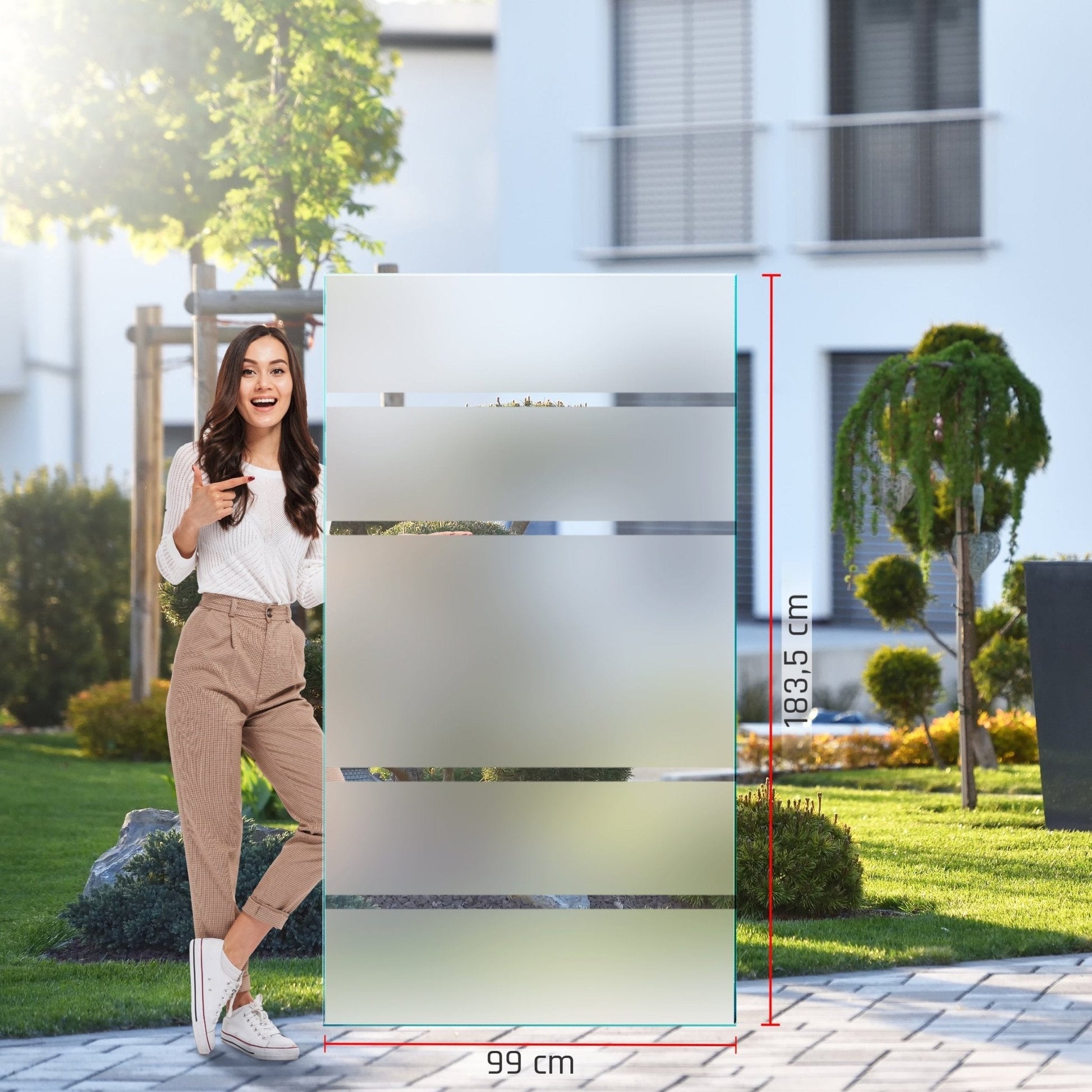 Sichtschutz Glas - Windschutz - Glaszaun Streifen PG7 - Glaszaun - Sichtschutz