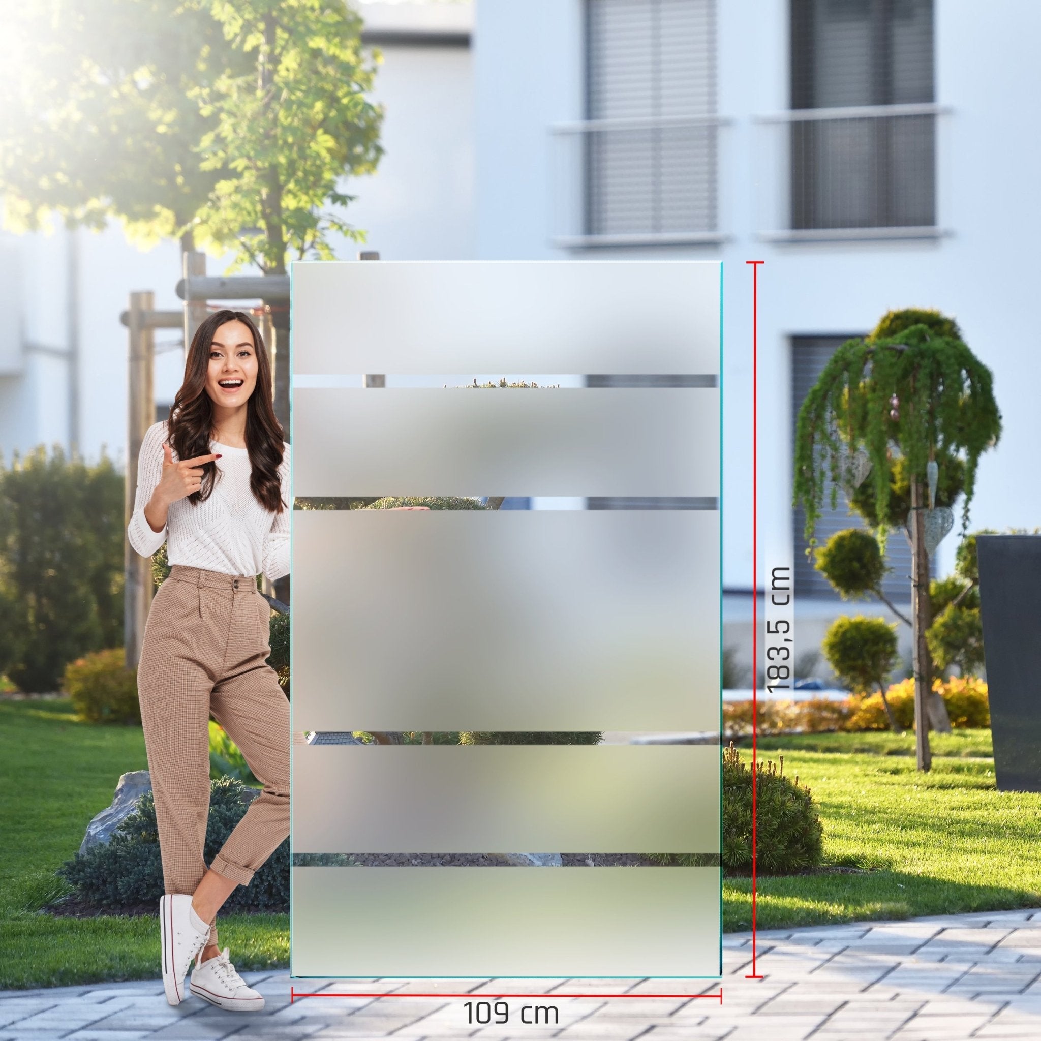 Sichtschutz Glas - Windschutz - Glaszaun Streifen PG7 - Glaszaun - Sichtschutz