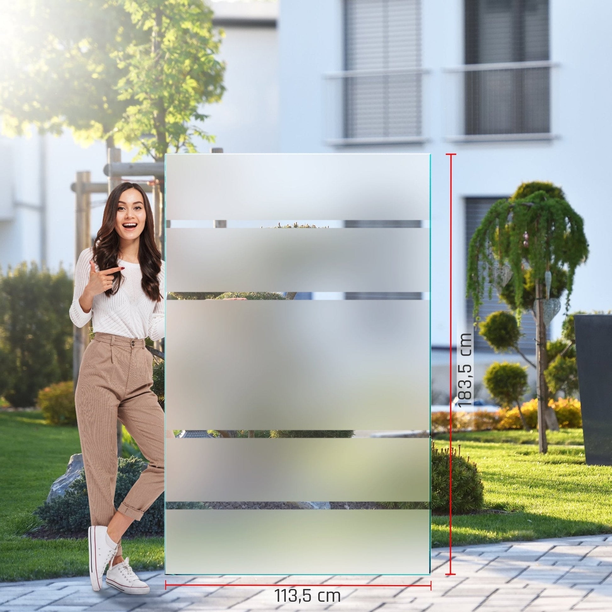 Sichtschutz Glas - Windschutz - Glaszaun Streifen PG7 - Glaszaun - Sichtschutz