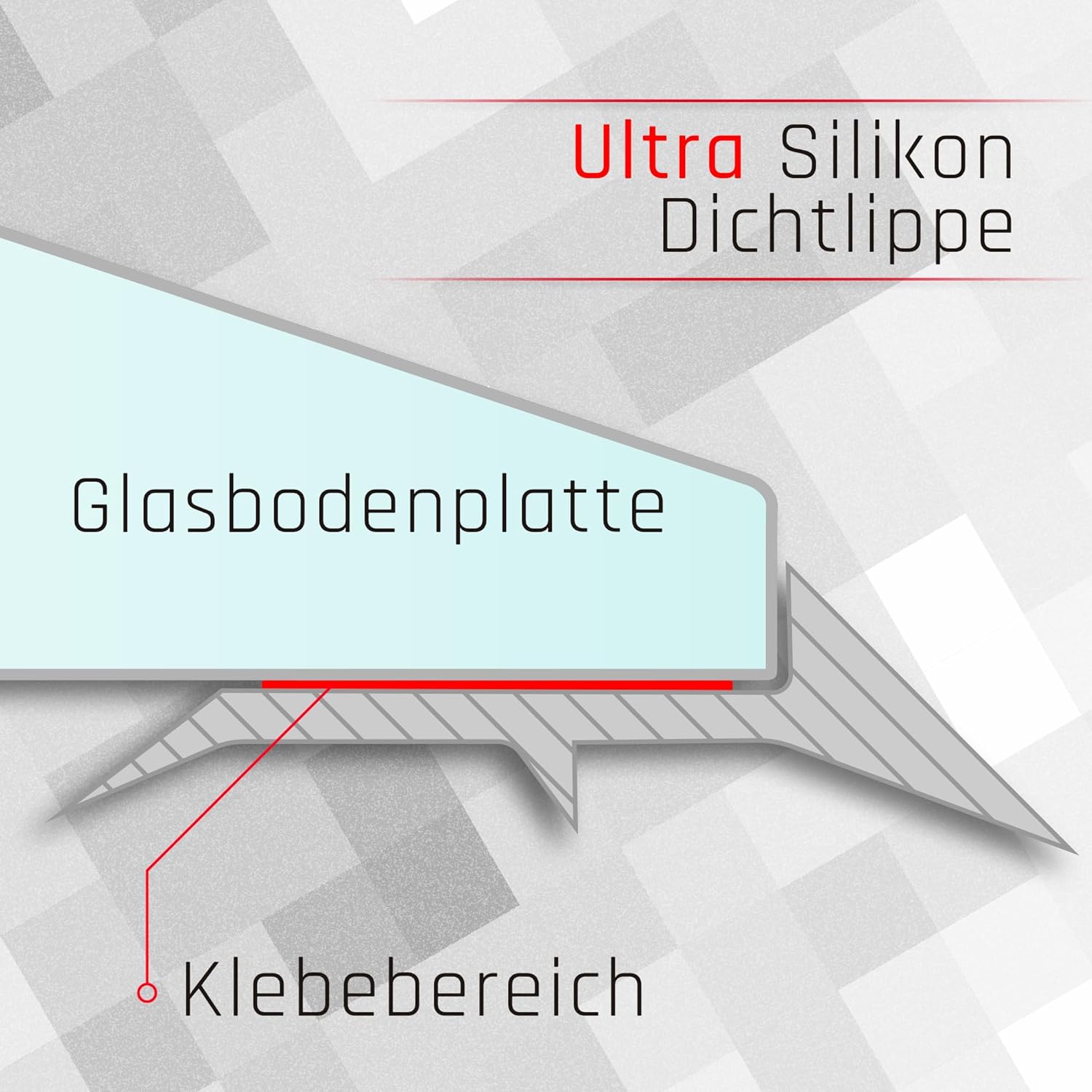 Silikon - Dichtlippe Schmutzlippe für Glasplatte, Kaminplatte, Ofenplatte, Bodenplatte - 3 - fach ULTRA - Dichtlippe