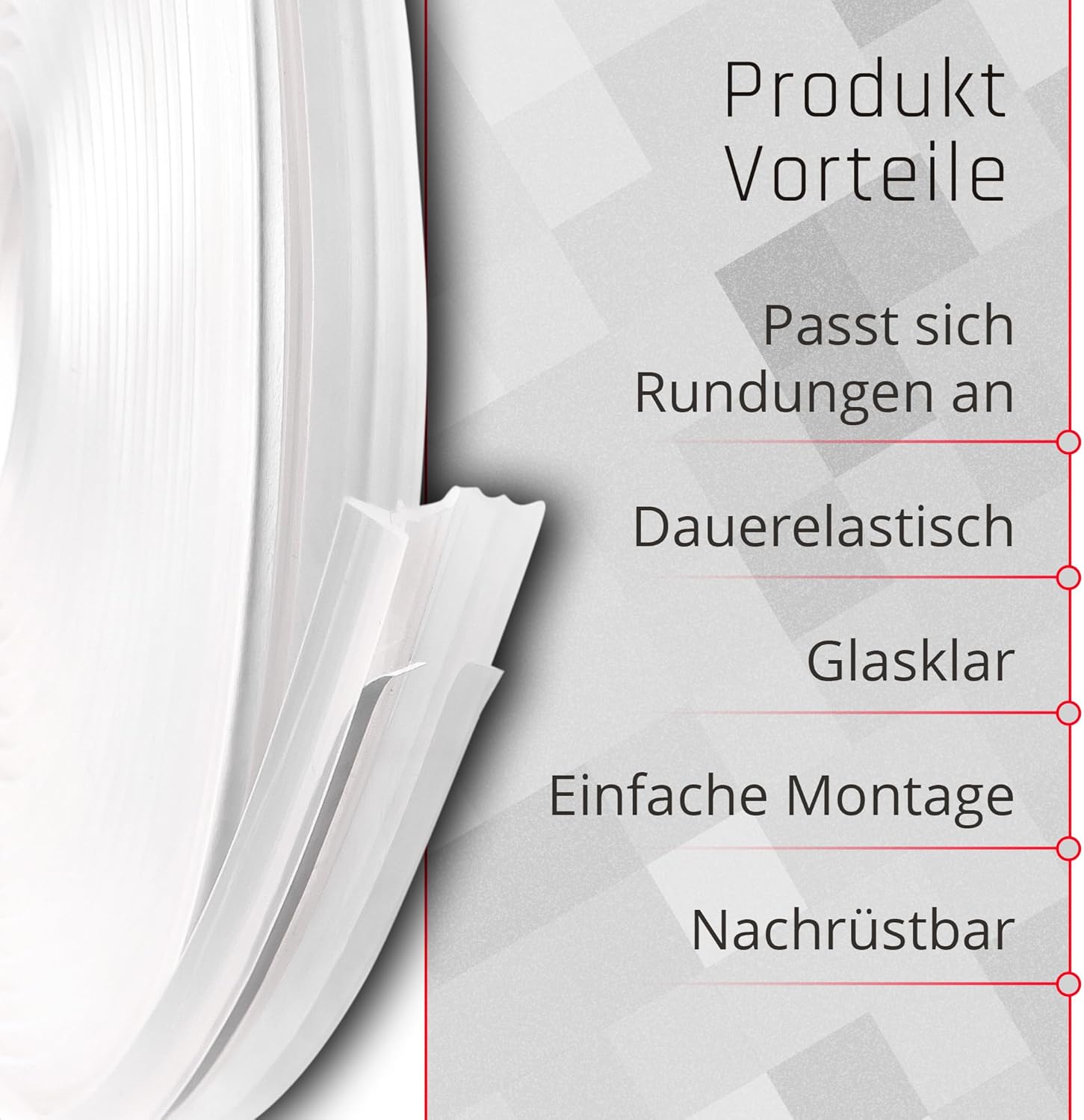 Silikon - Dichtlippe Schmutzlippe für Glasplatte, Kaminplatte, Ofenplatte, Bodenplatte - 3 - fach ULTRA - Dichtlippe