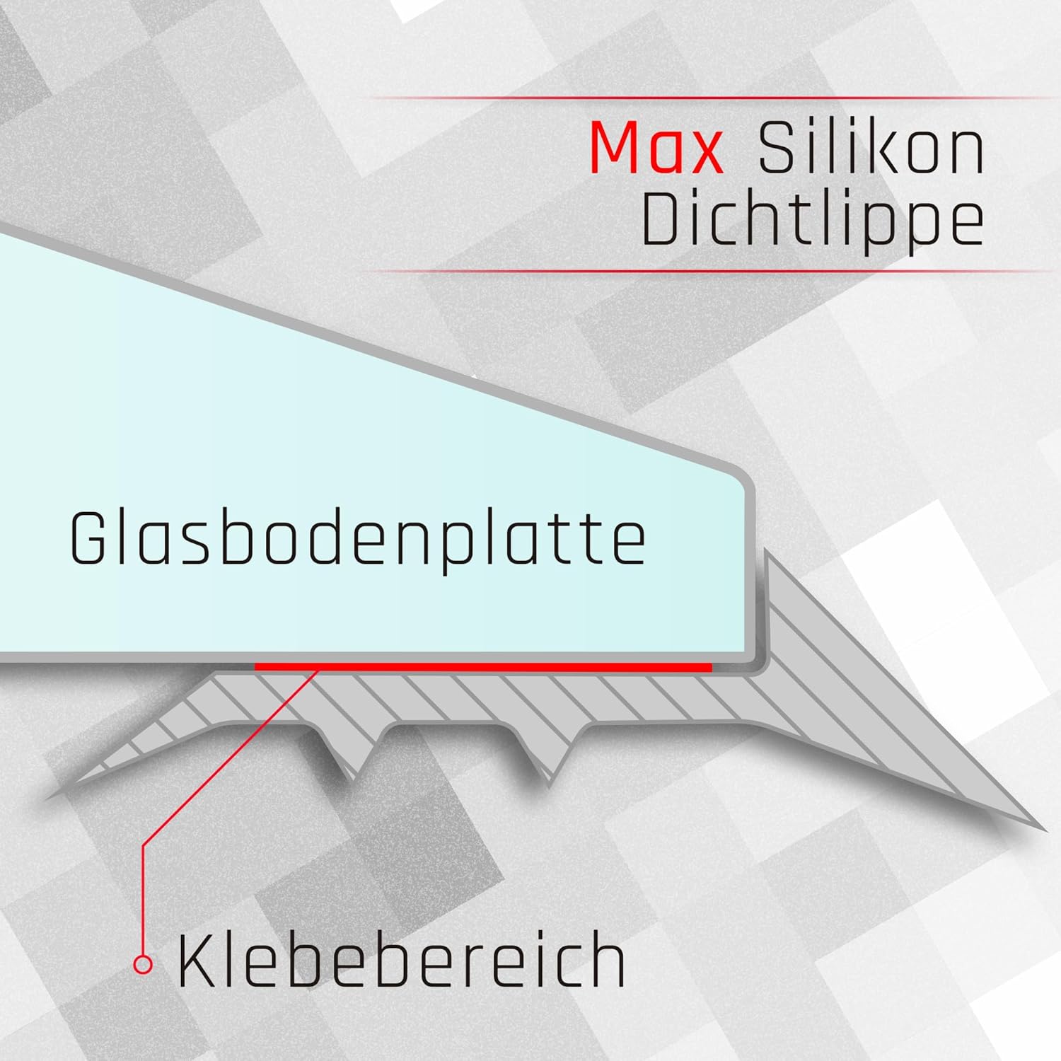 Silikon - Dichtlippe Schmutzlippe für Glasplatte, Kaminplatte, Ofenplatte, Bodenplatte - 4 - fach MAX - Dichtlippe